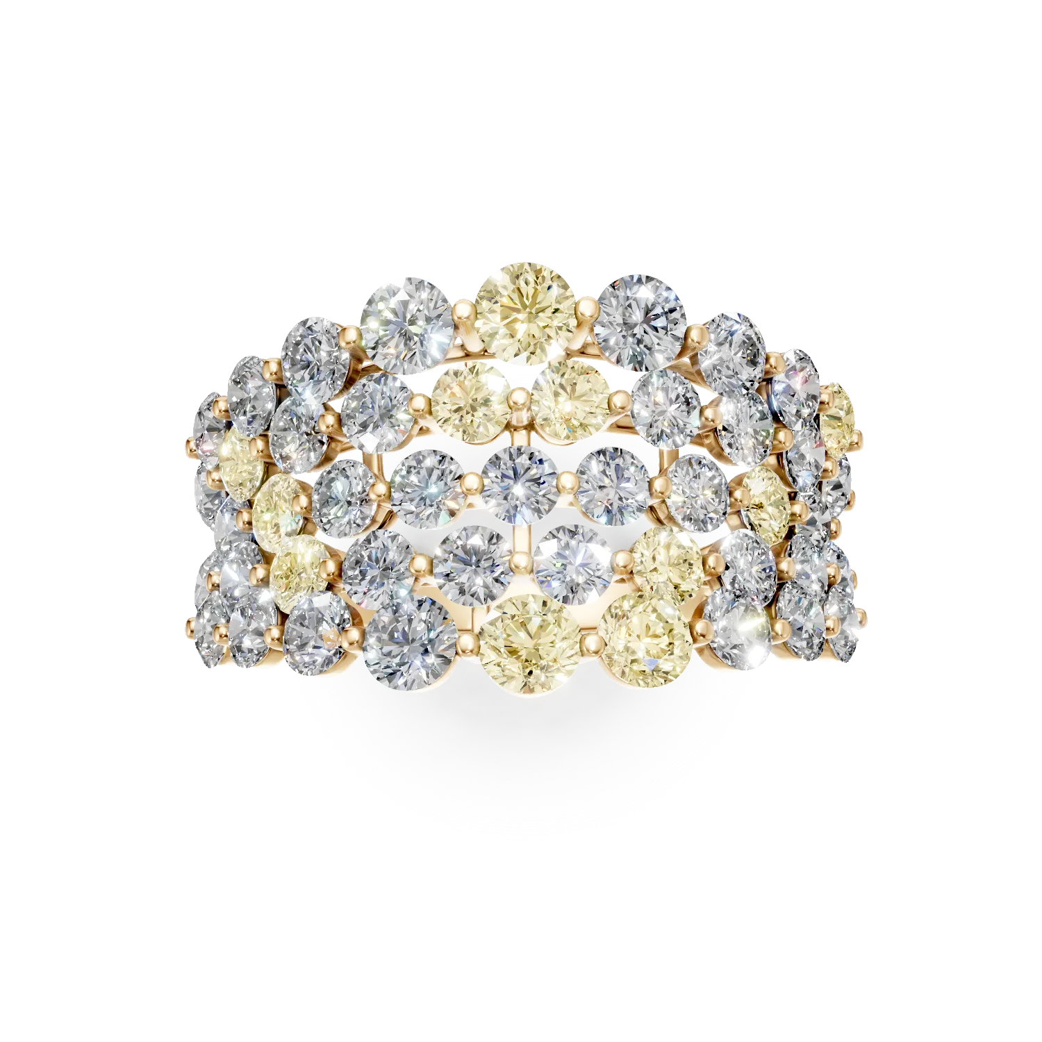 Sárgaarany gyűrű 3.1ct színes gyémánttal