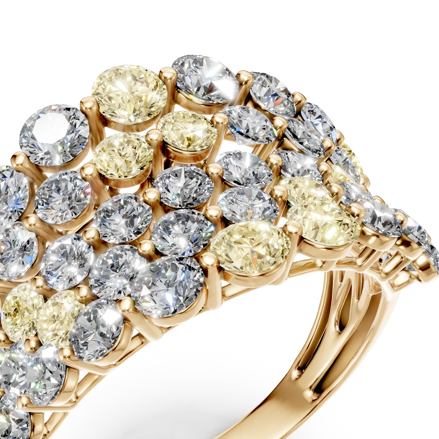 Sárgaarany gyűrű 3.1ct színes gyémánttal