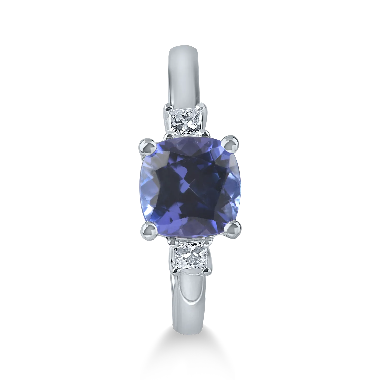Geometrikus fehérarany gyűrű 1.6ct tanzanittal és 0.1ct gyémánttal
