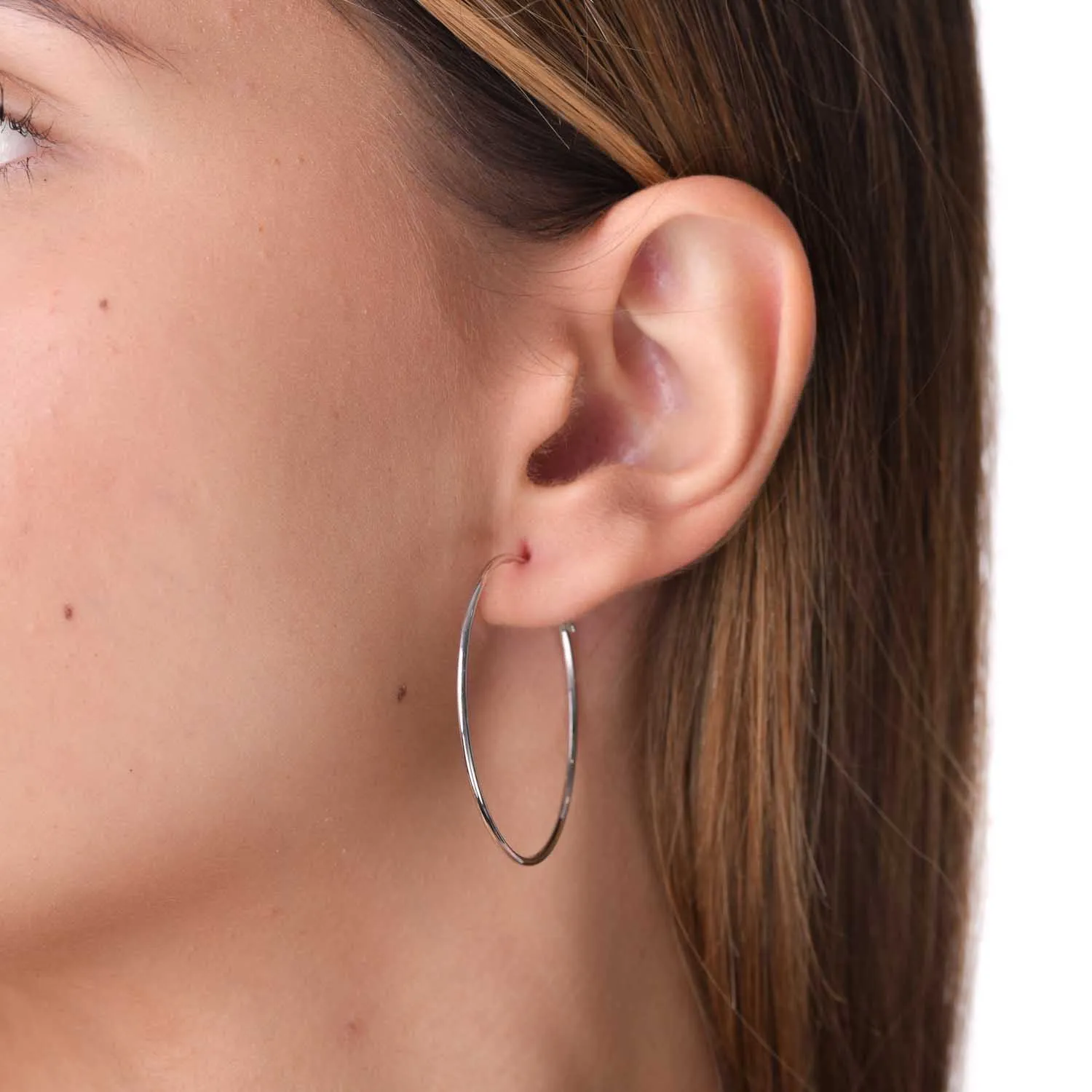 White gold hoop earrings