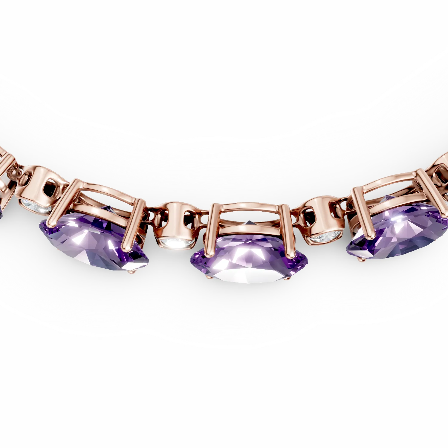Rose gold tennis bracelet with 15.8ct amethysts and 0.4ct diamonds