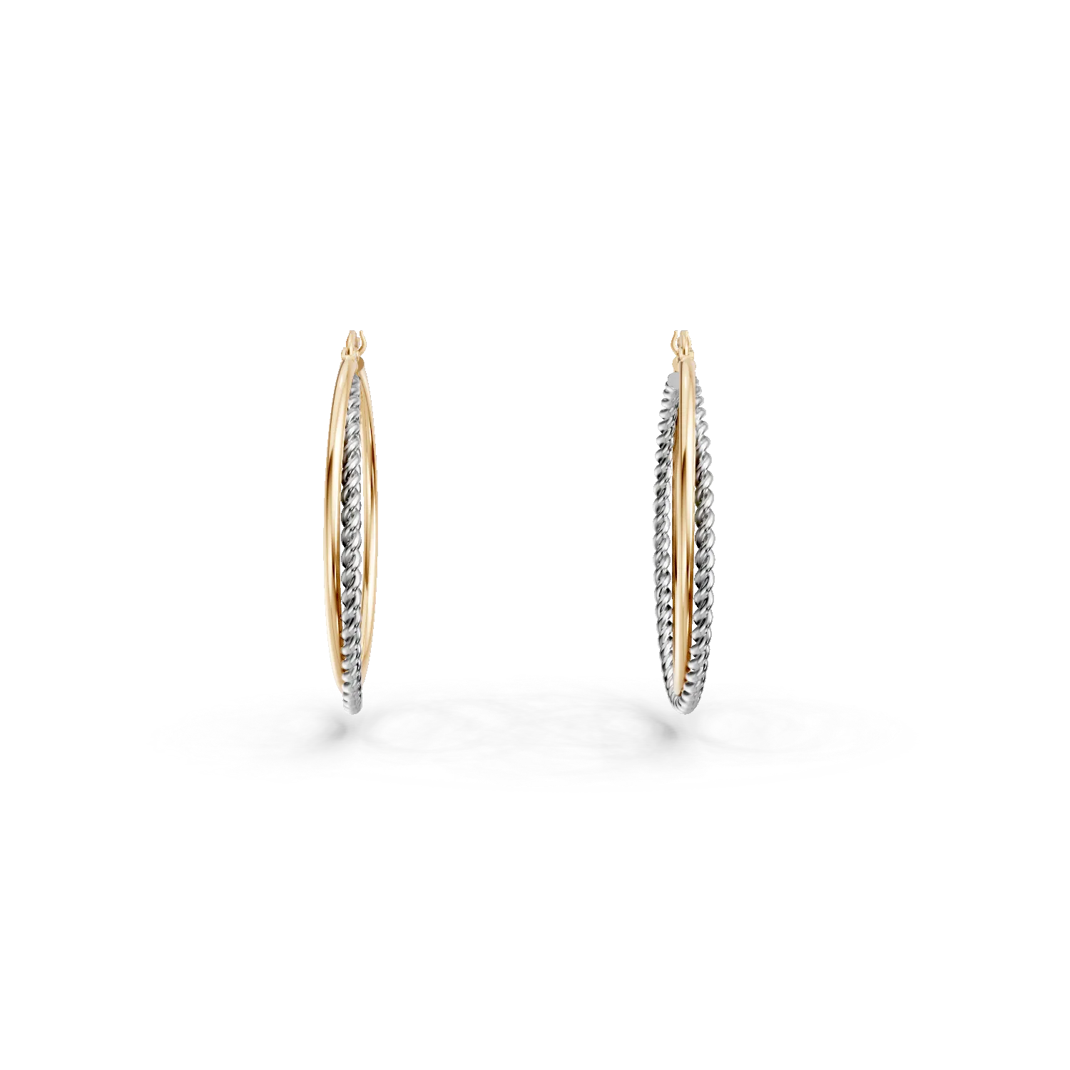 White-yellow gold hoop earrings