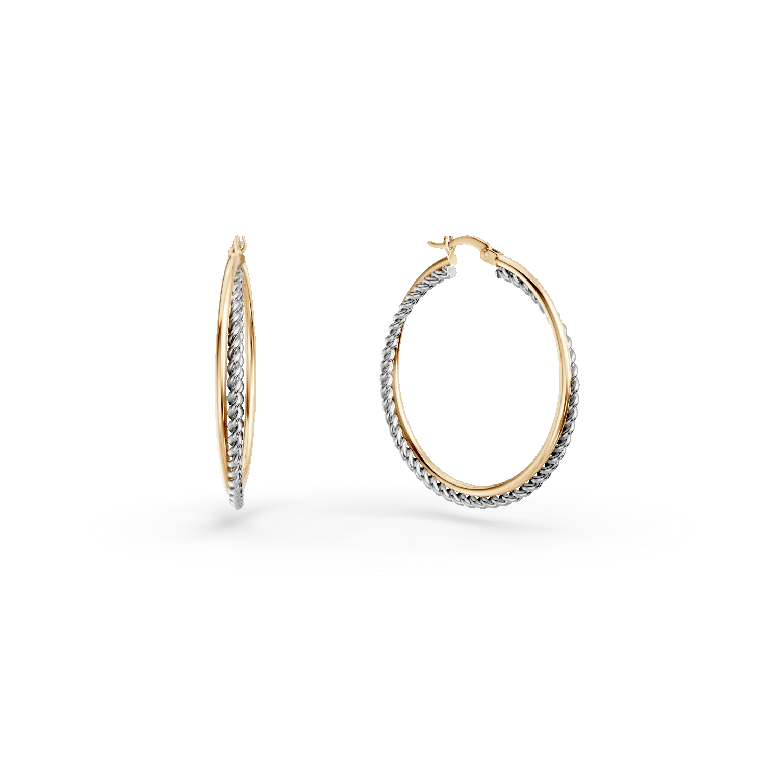 White-yellow gold hoop earrings