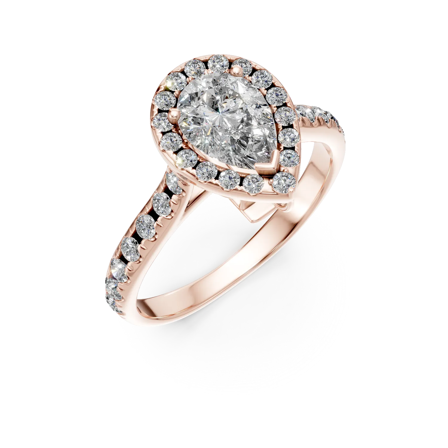 Rózsarany eljegyzési gyűrű 1.2ct gyémántokkal