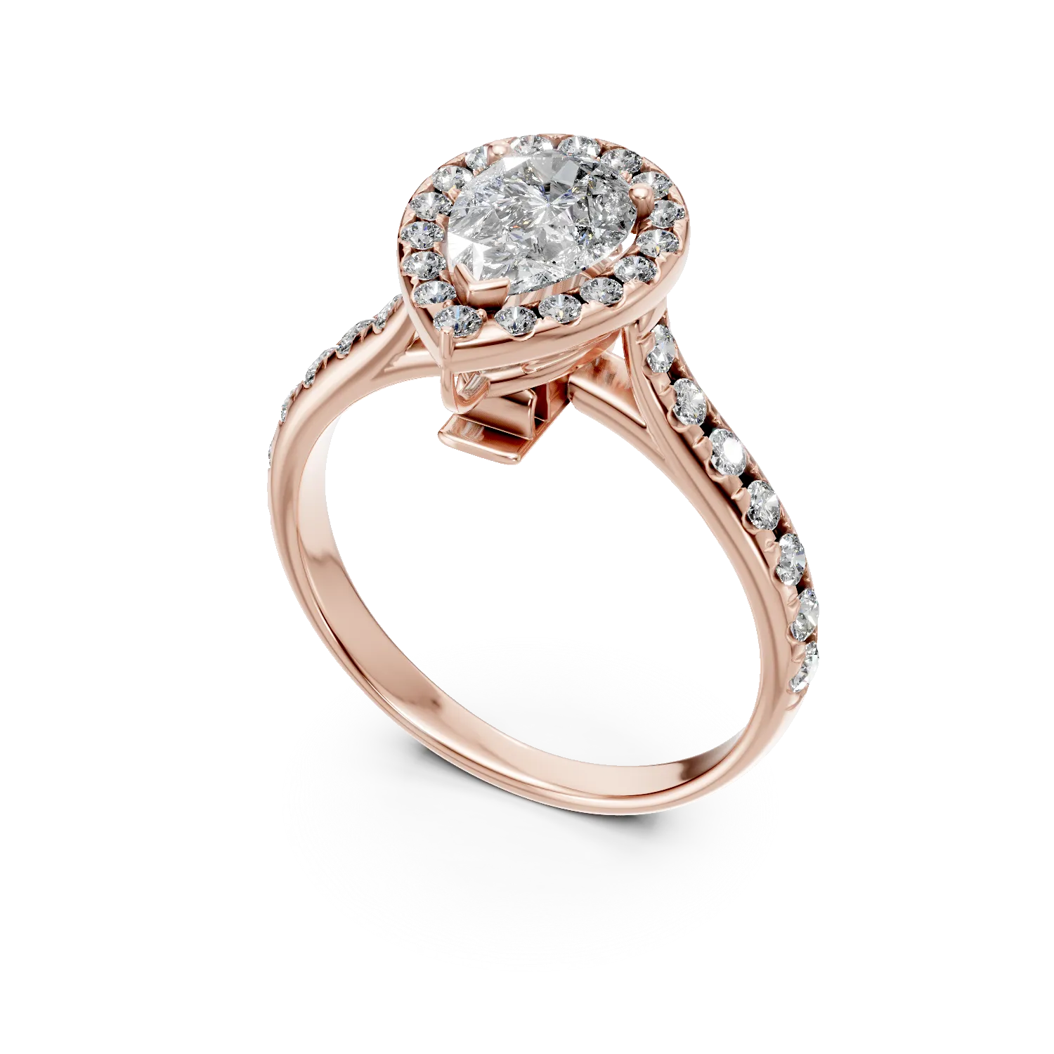 Rózsarany eljegyzési gyűrű 1.2ct gyémántokkal