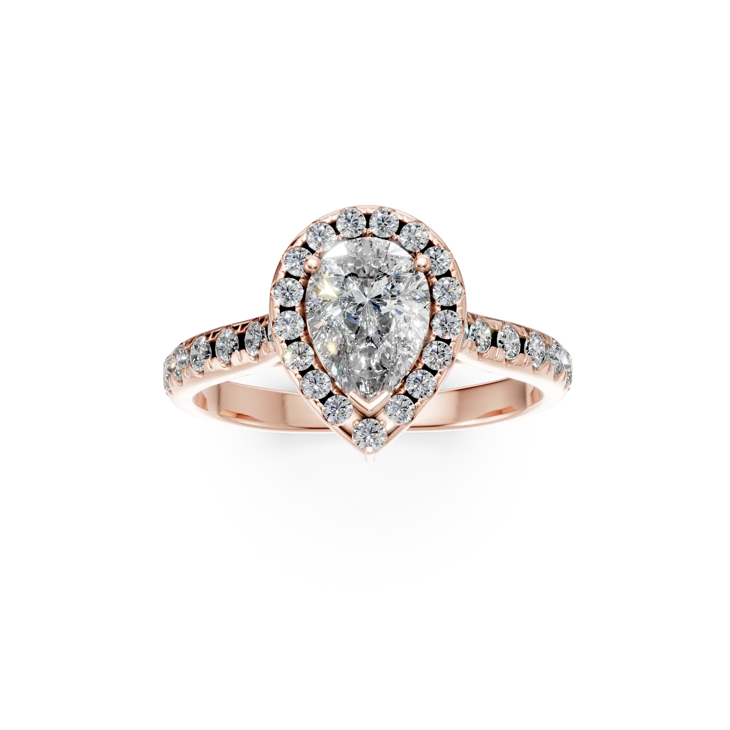Rózsarany eljegyzési gyűrű 1.2ct gyémántokkal