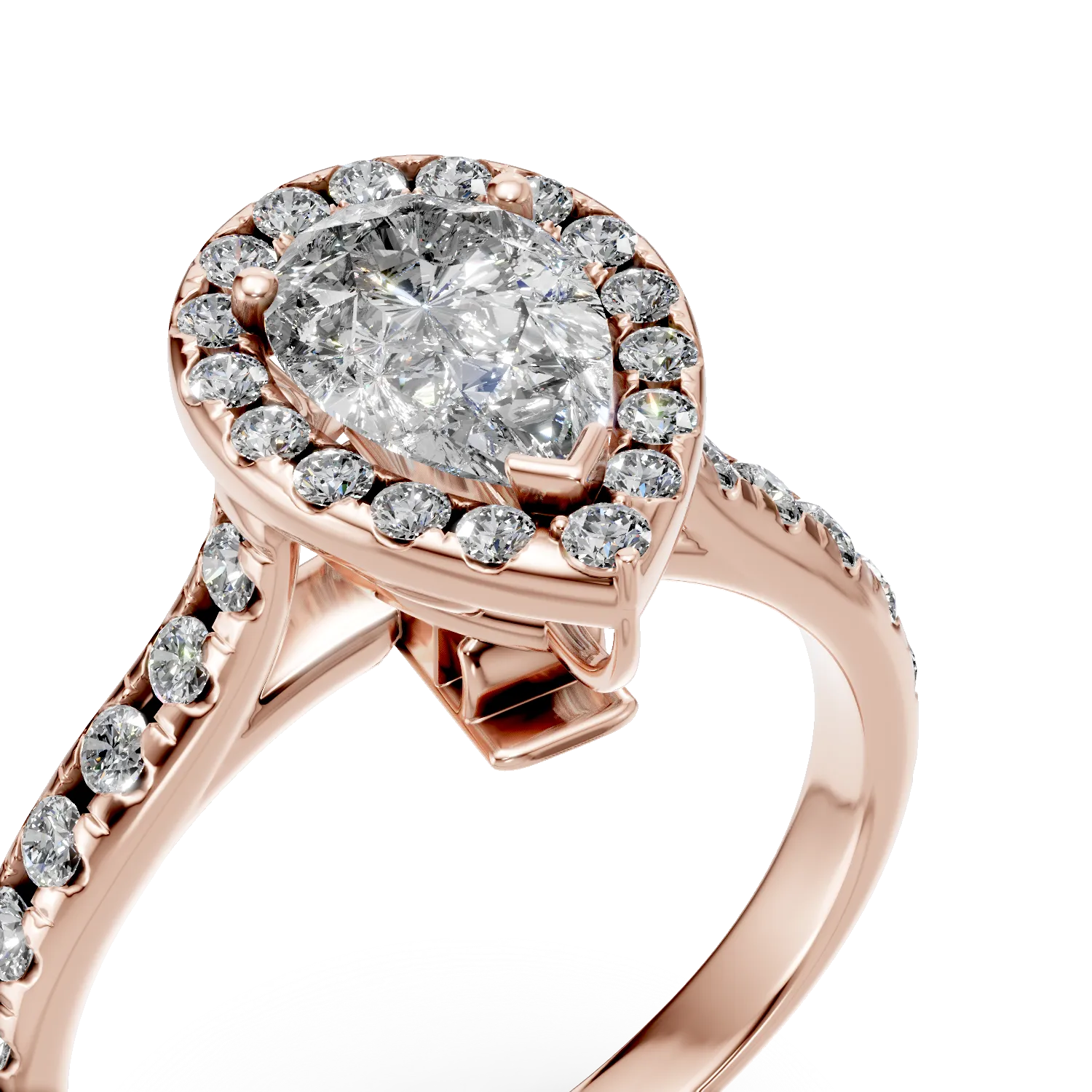 Rózsarany eljegyzési gyűrű 1.2ct gyémántokkal