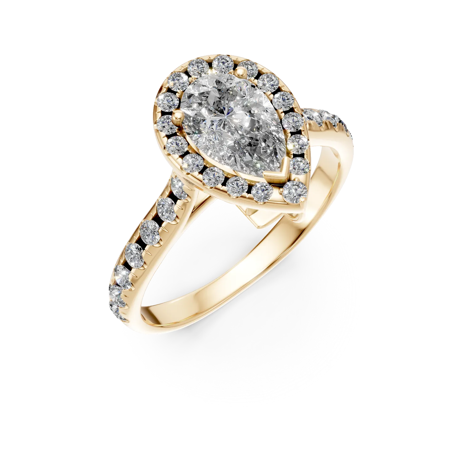 Teilor Inel de logodna din aur galben cu diamante pear si rotunde de 1.3ct