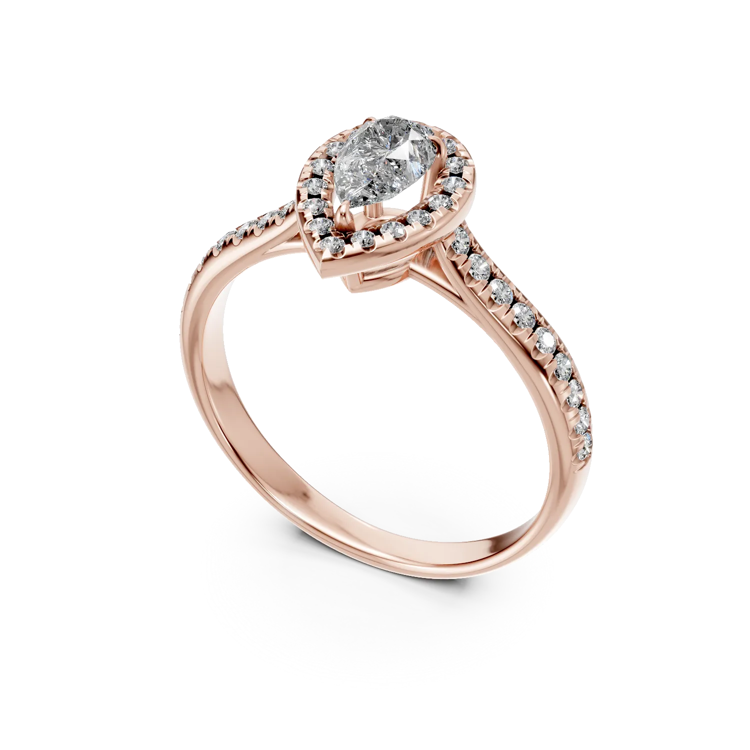 Pierścionek zaręczynowy z różowego złota z diamentami o masie 0.7ct