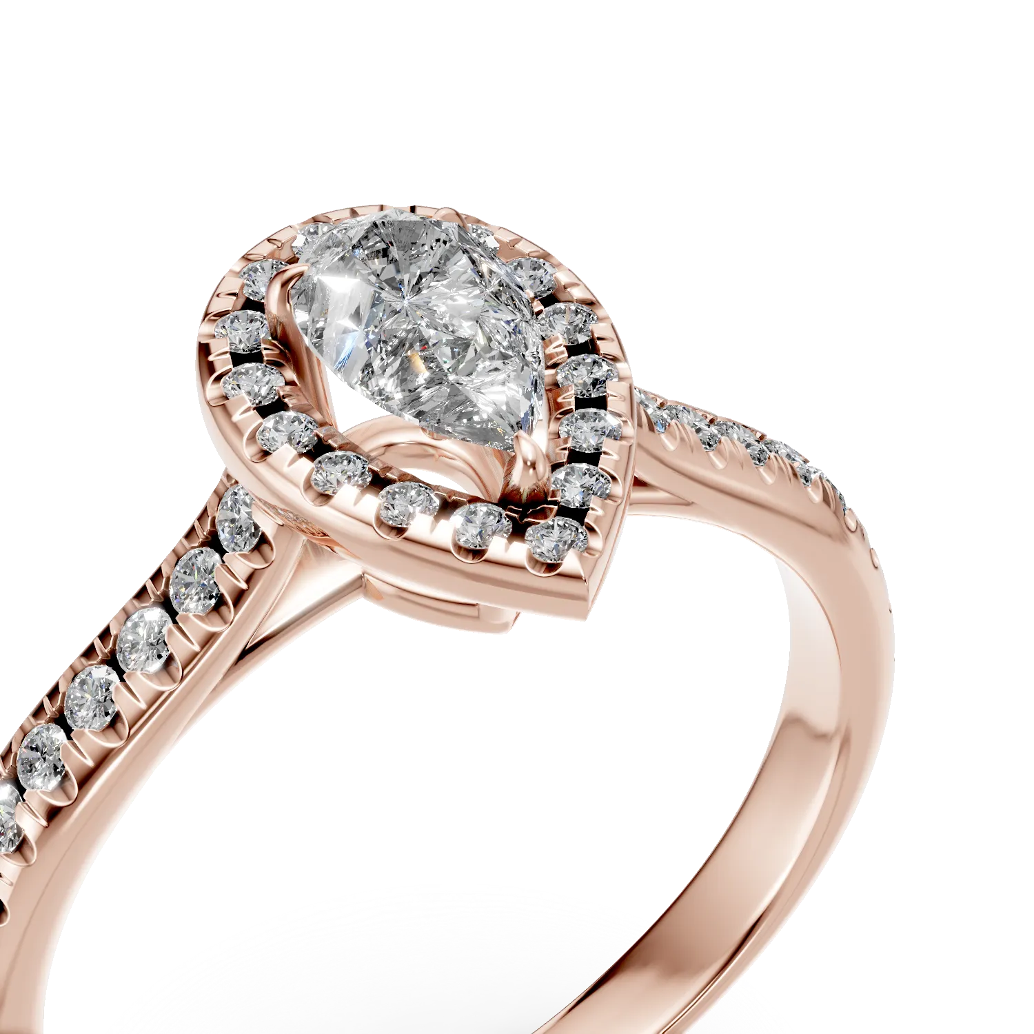 Pierścionek zaręczynowy z różowego złota z diamentami o masie 0.7ct