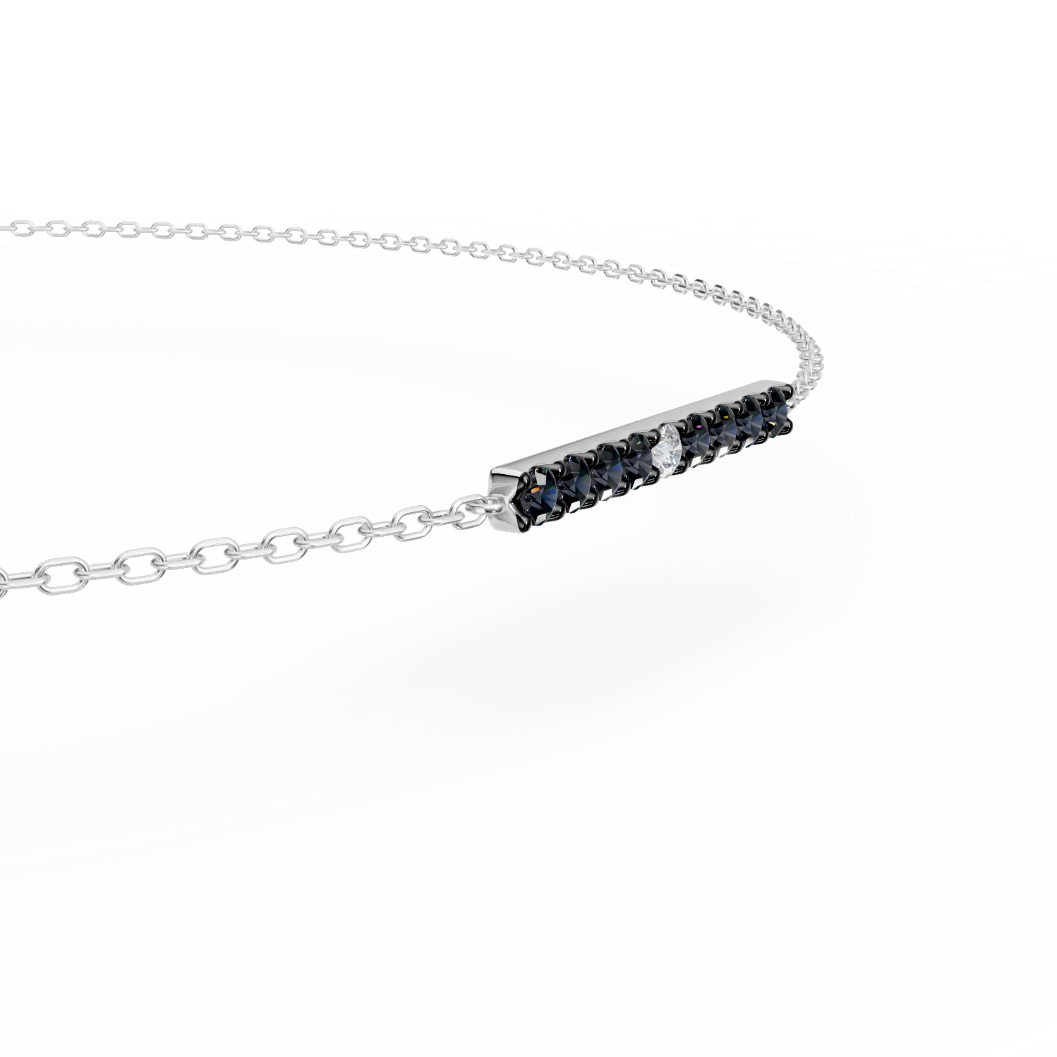 Гривна от бяло злато с диаманти 0.2кт