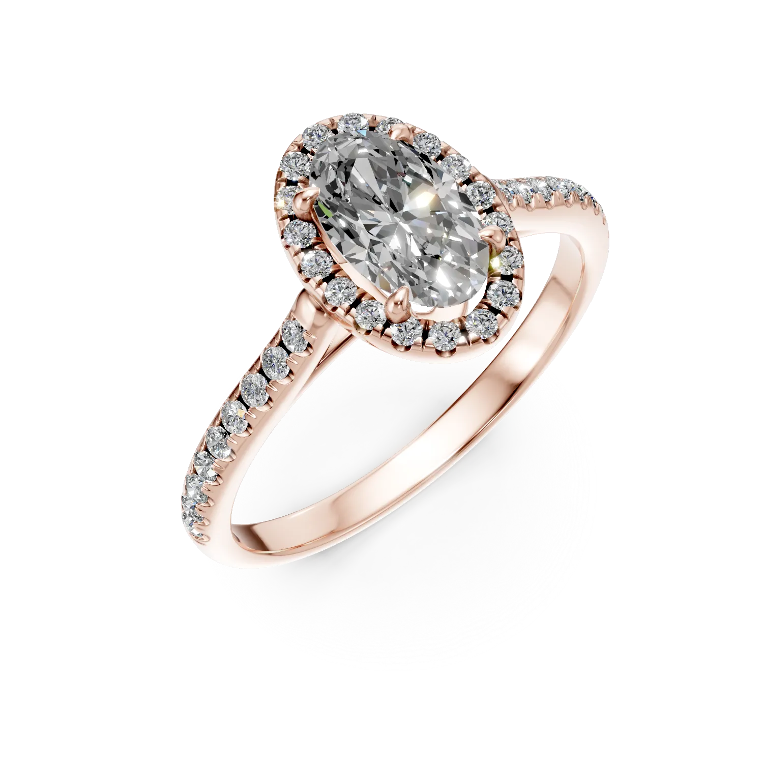 Teilor Inel de logodna din aur roz cu diamante radiant si rotunde de 1ct