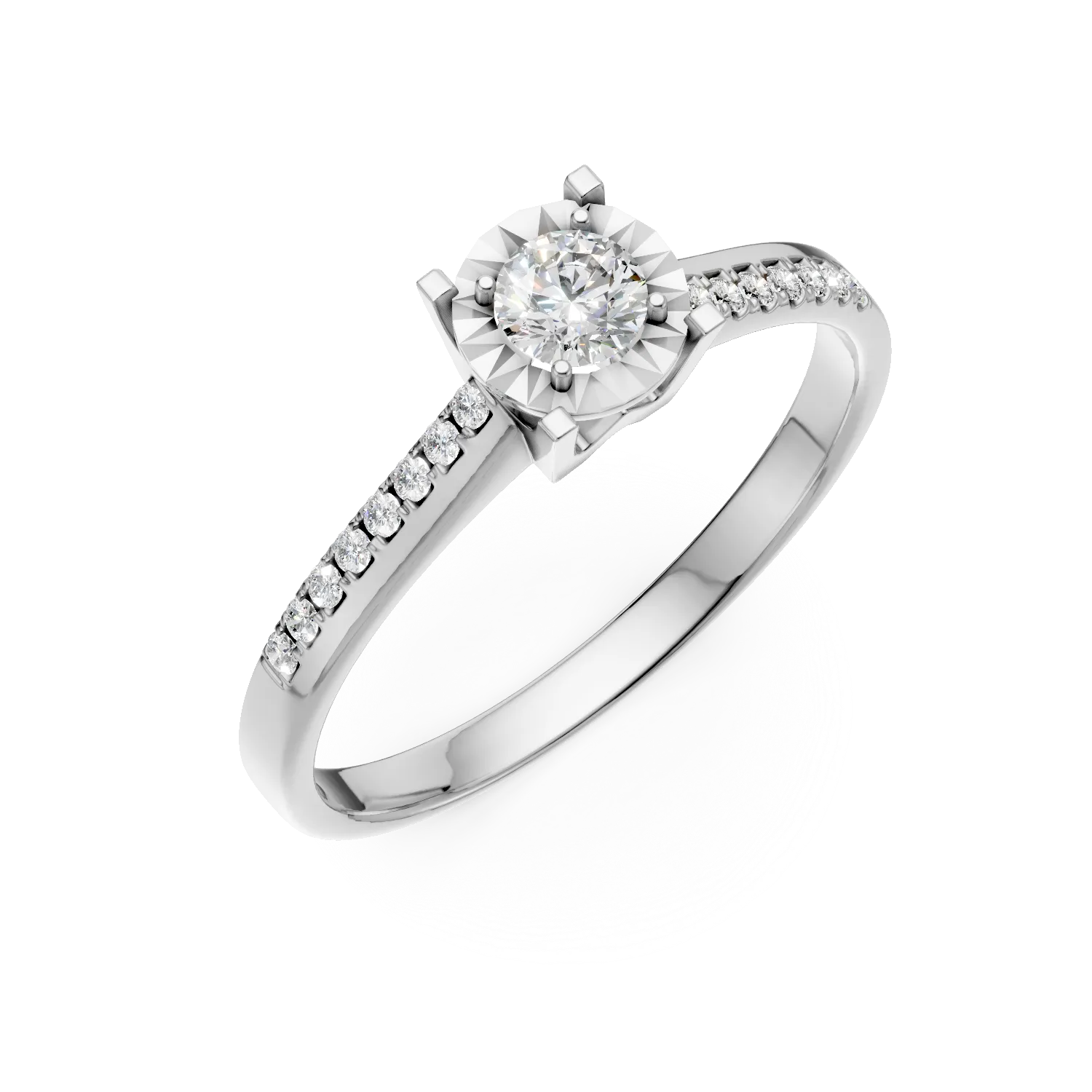 Годежен пръстен от бяло злато с 0.2кт диаманти