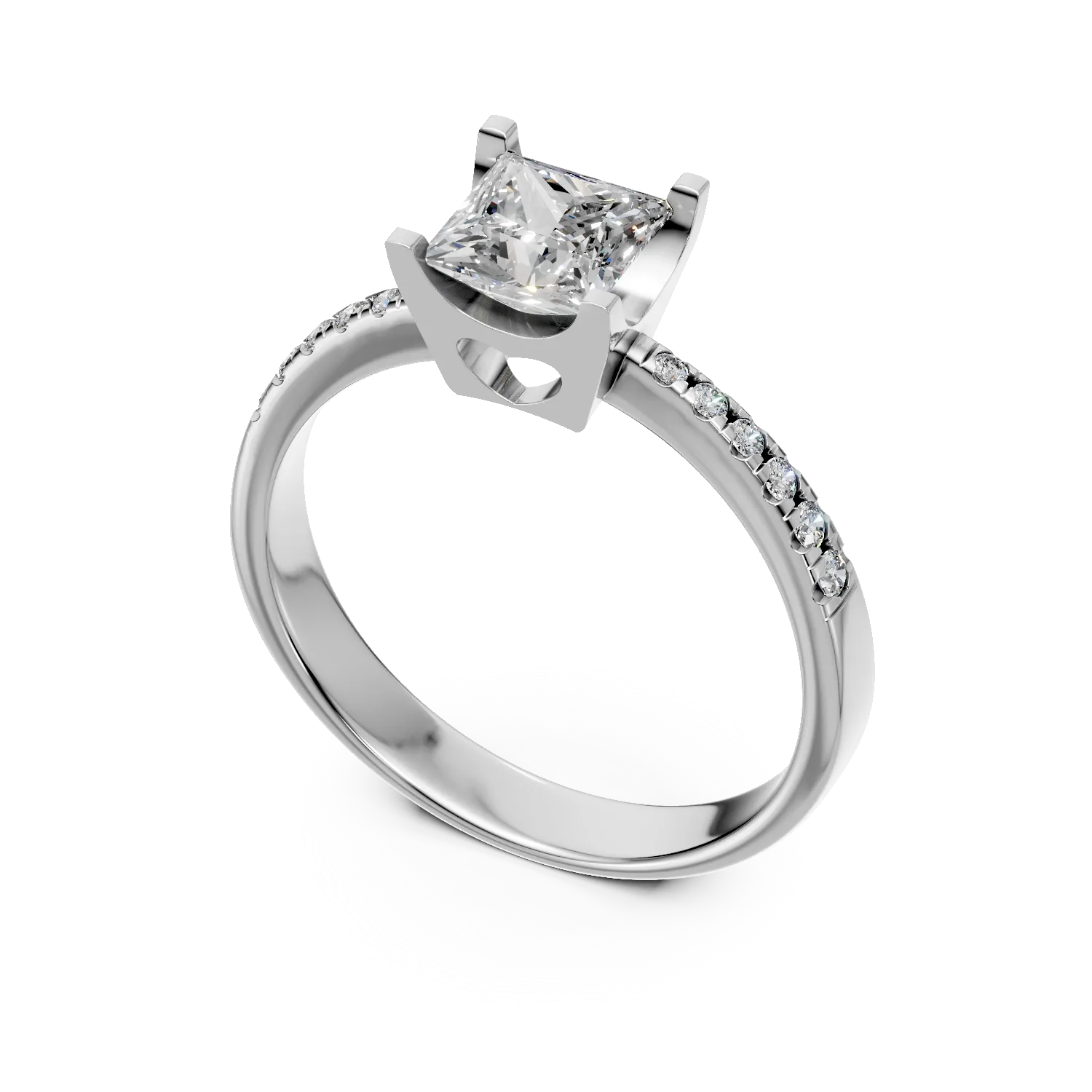Pierścionek zaręczynowy z białego złota z diamentami o masie 0.9ct