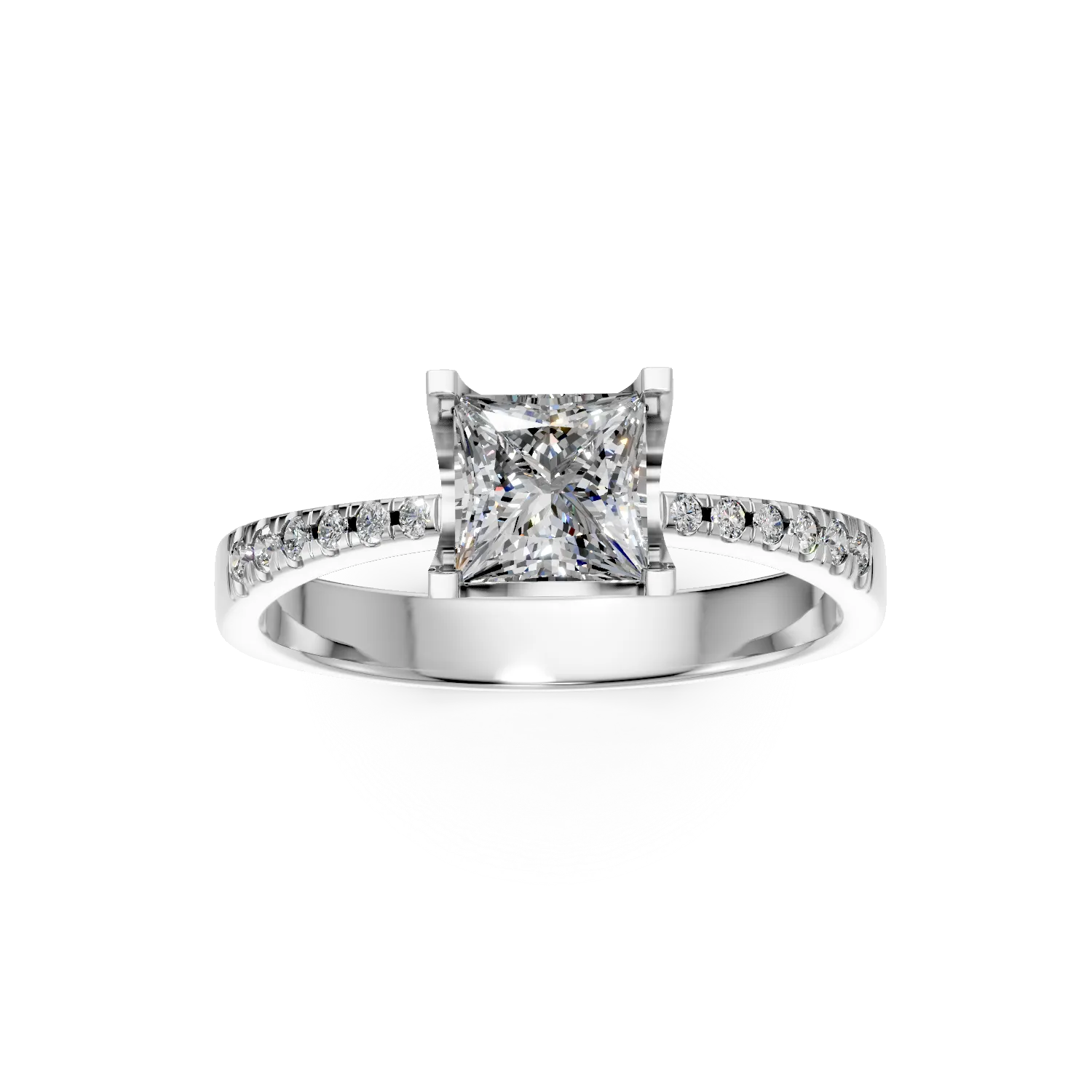 Pierścionek zaręczynowy z białego złota z diamentami o masie 0.9ct