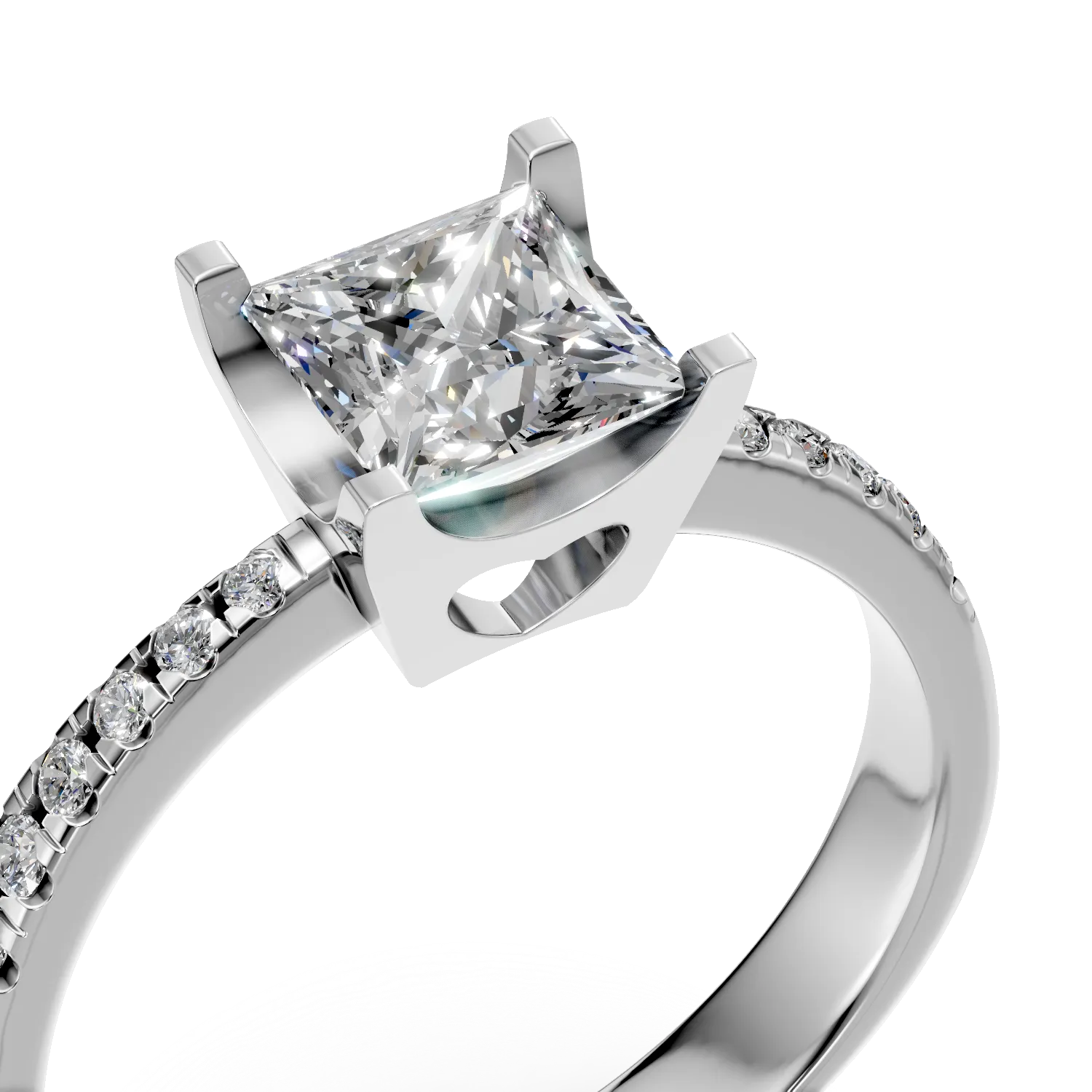 Pierścionek zaręczynowy z białego złota z diamentami o masie 0.9ct