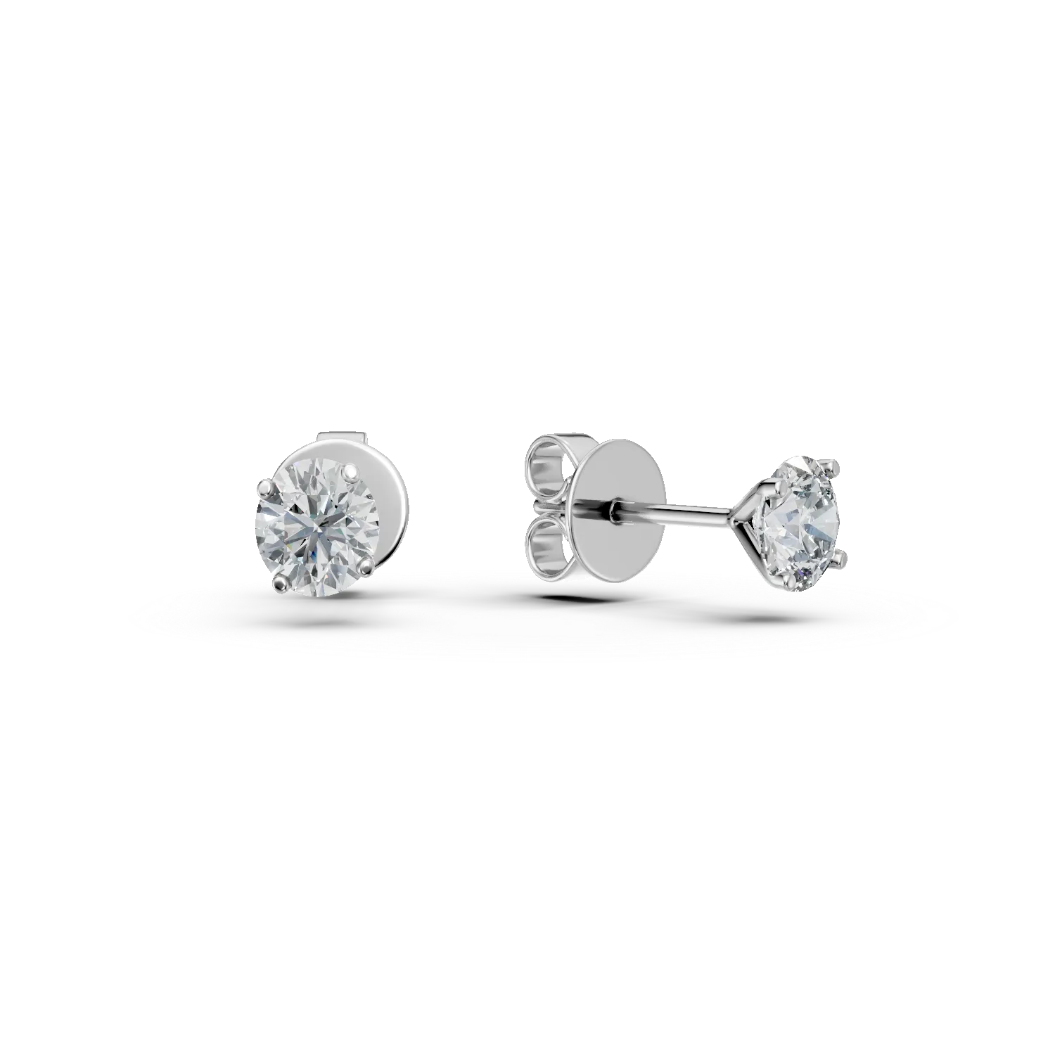 White gold stud earrings with 1ct diamonds