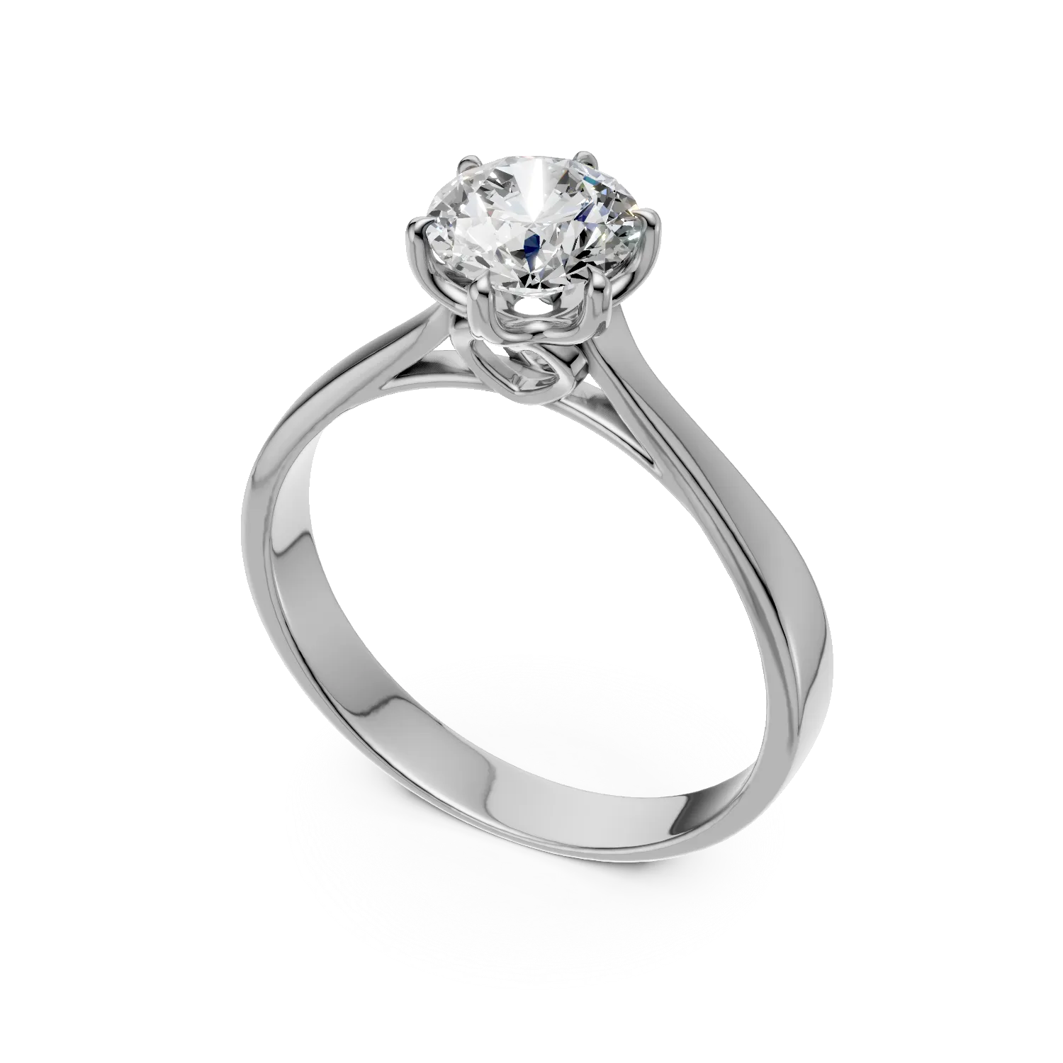 Inel de logodna din aur alb cu diamant solitaire de 1ct