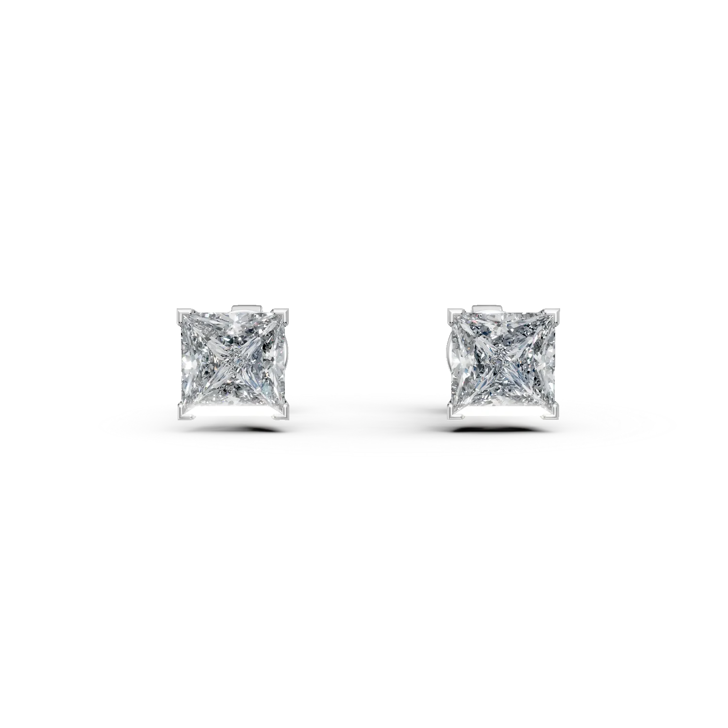 Cercei stud geometrici din aur alb cu diamante solitaire de 1.4ct - 1 | YEO