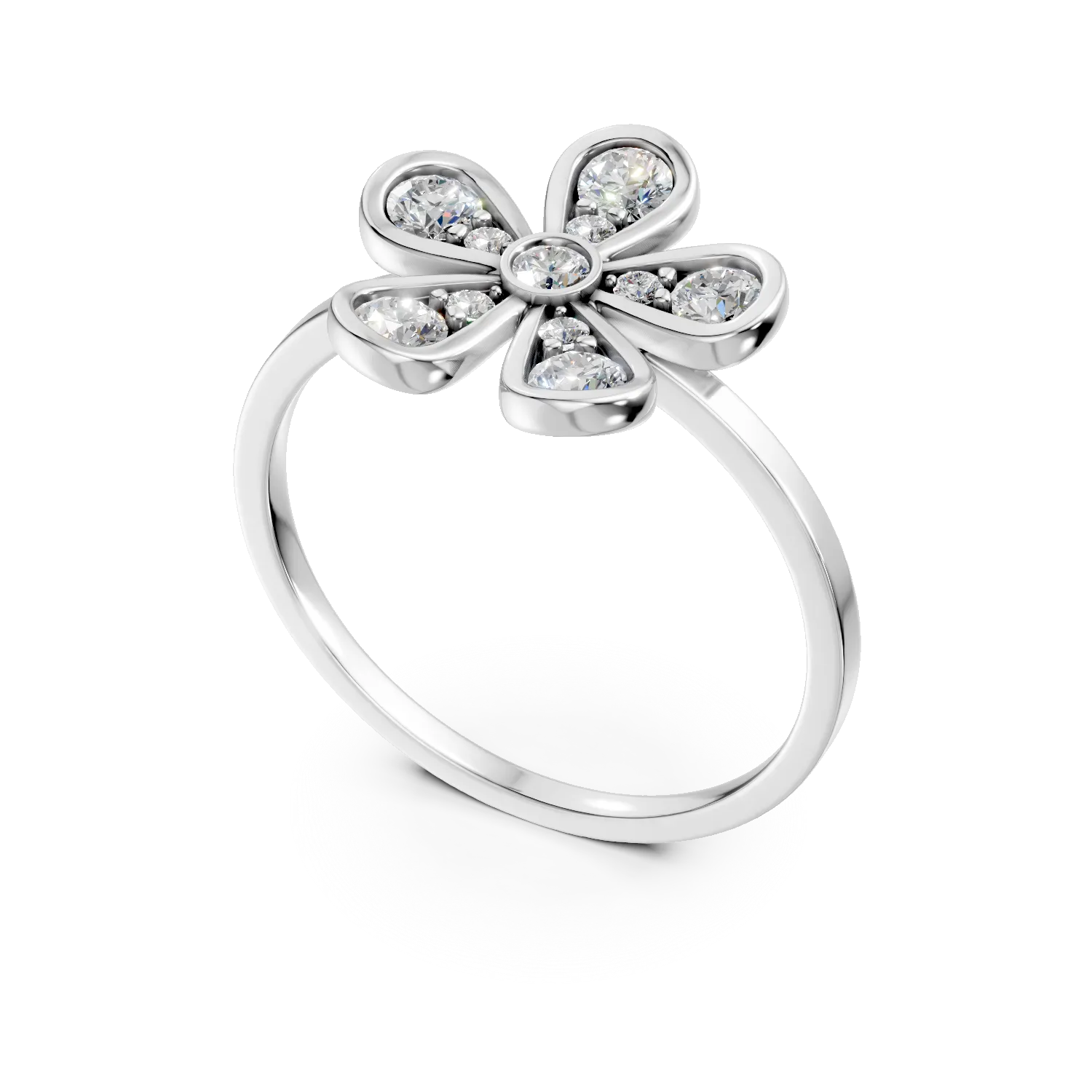 Пръстен от бяло злато с 0.2кт диаманти