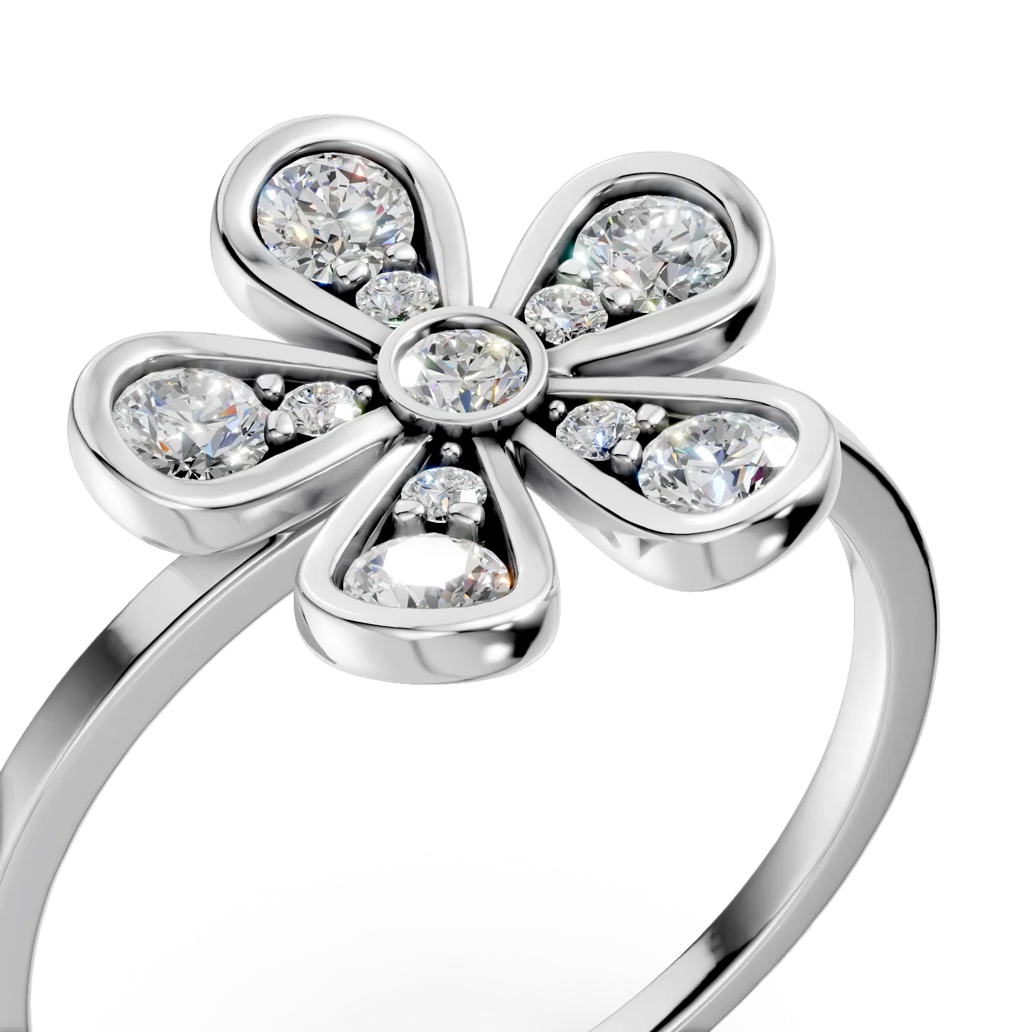 Пръстен от бяло злато с 0.2кт диаманти