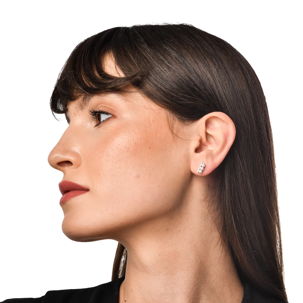 Kolczyki z białego złota z 1.2ct perłami słodkowodnymi i 0,05ct diamentami