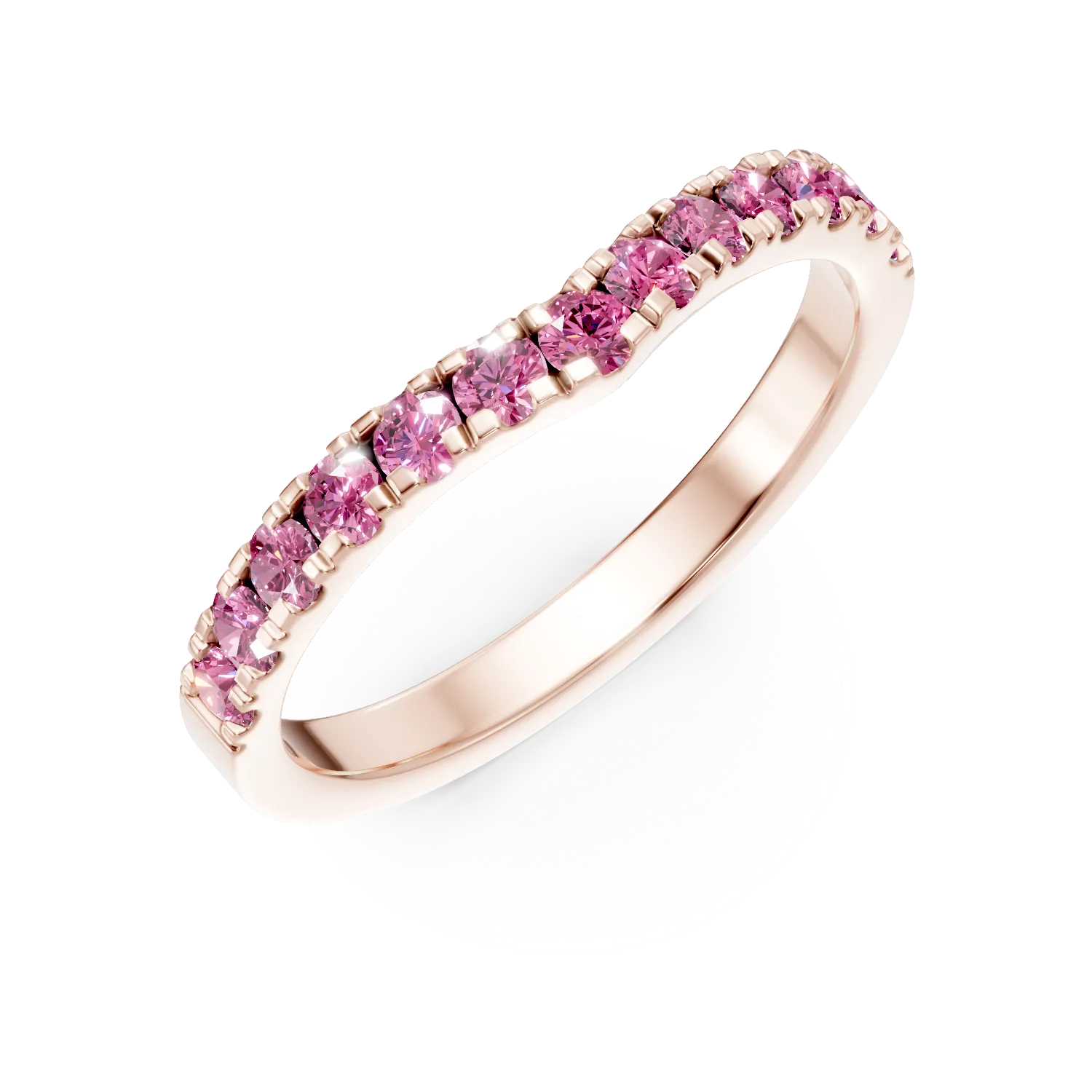 Inel din aur roz cu safire roz de 0.5ct