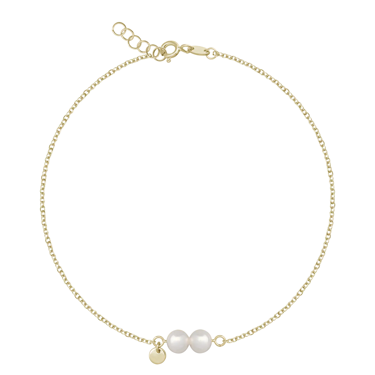 Гривна от жълто злато с естествени перли-183854