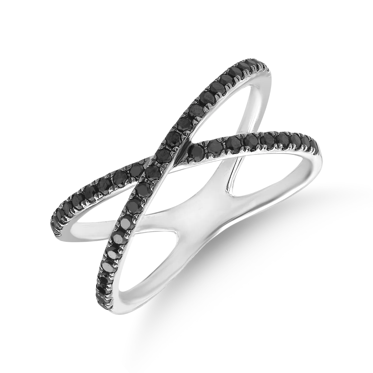 Inel din aur alb cu diamante negre de 0.3ct