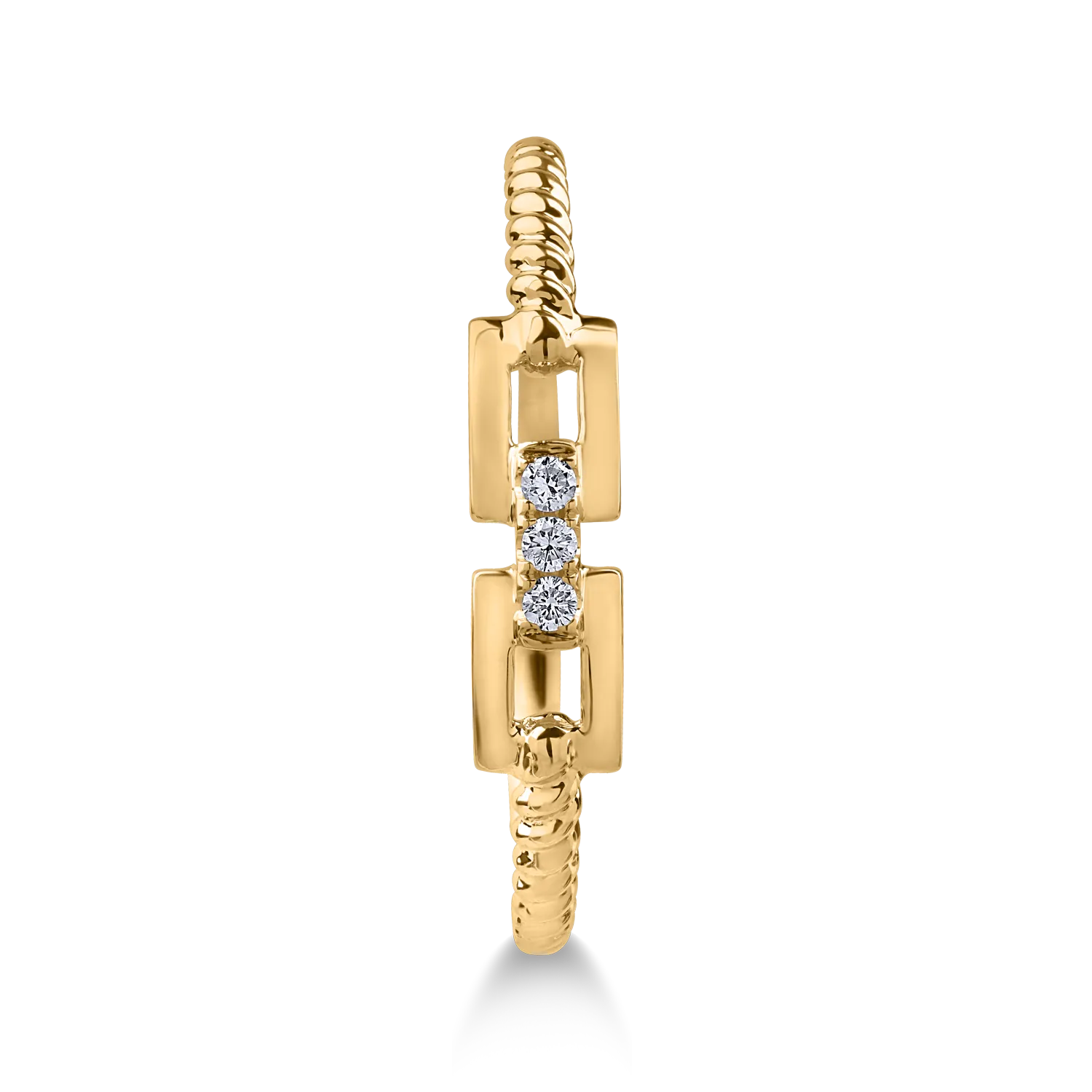 Yellow gold geometric ring with 0.02ct diamonds