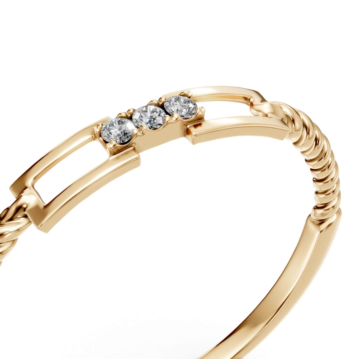 Inel geometric din aur galben cu diamante de 0.02ct