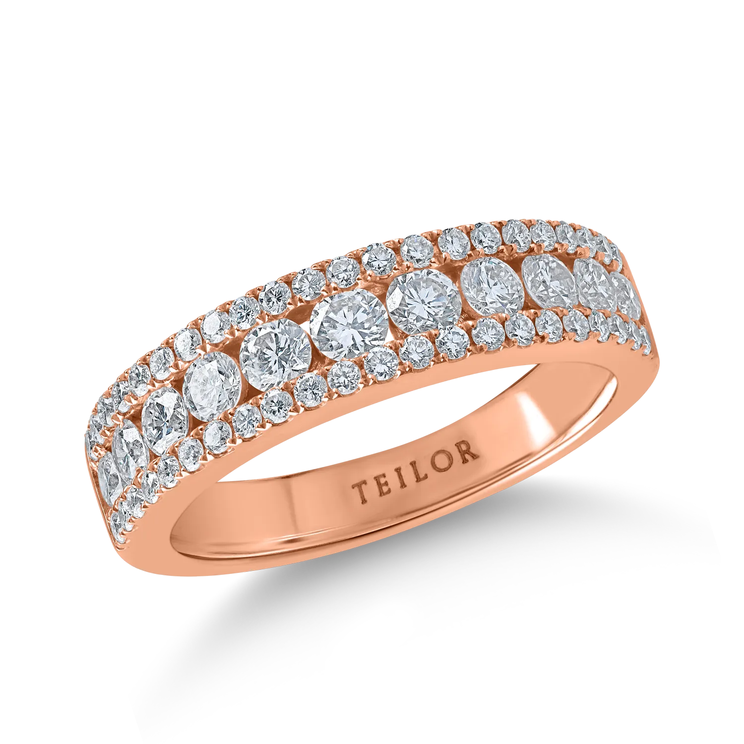 Rose gold ring with 0.9ct mirosetting diamonds