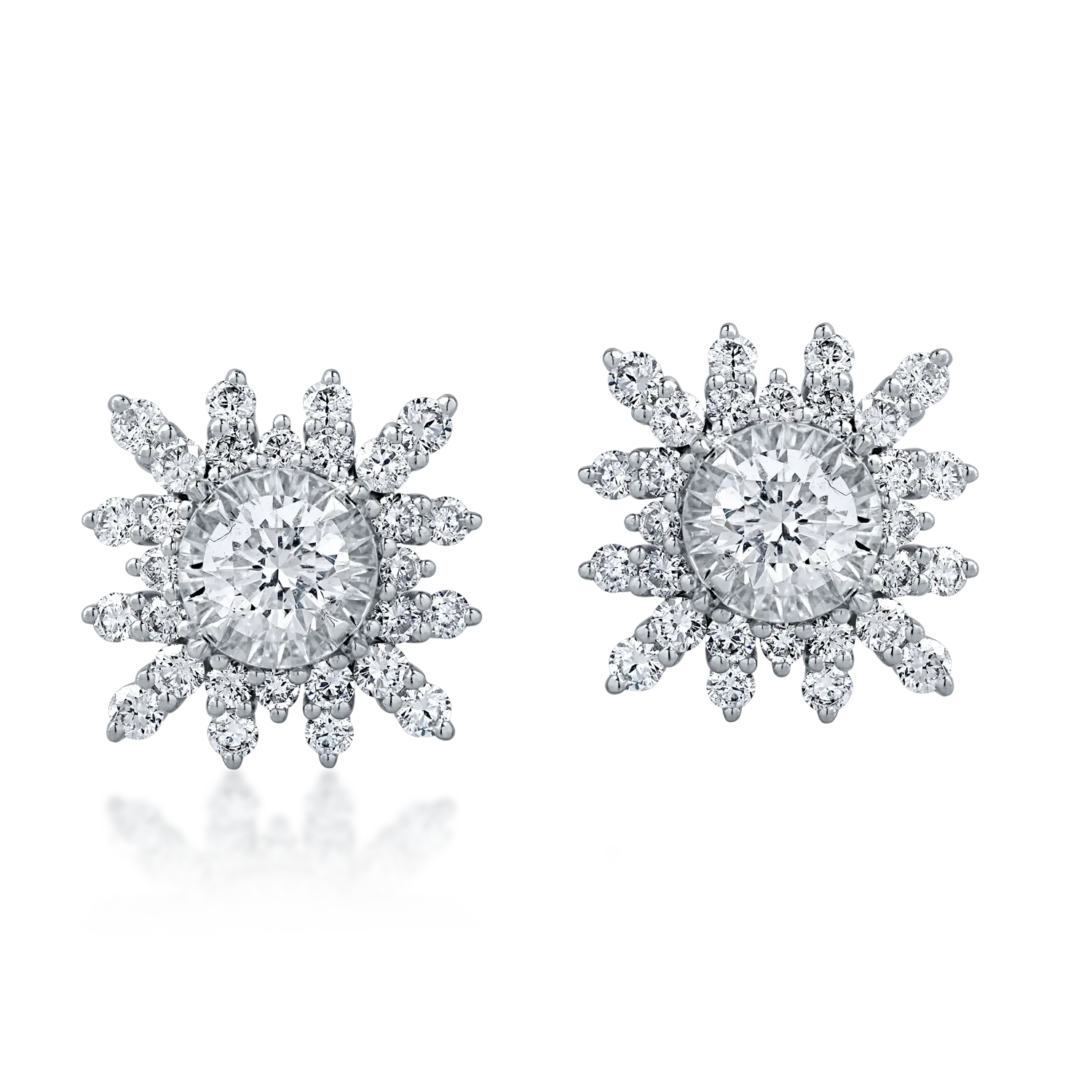 Cercei floare din aur alb cu diamante de 1.3ct