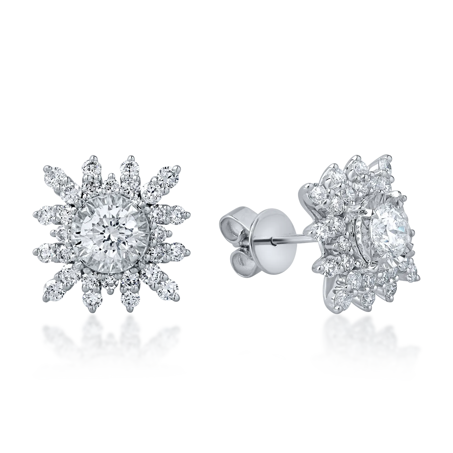 White gold flower earrings with 1.3ct diamonds