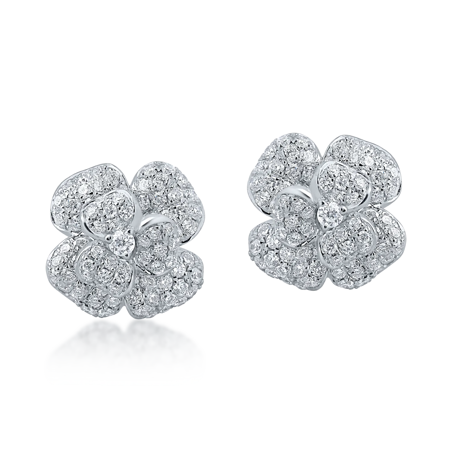 Kolczyki kwiatowe z białego złota z diamentami o masie 0.7ct-183996