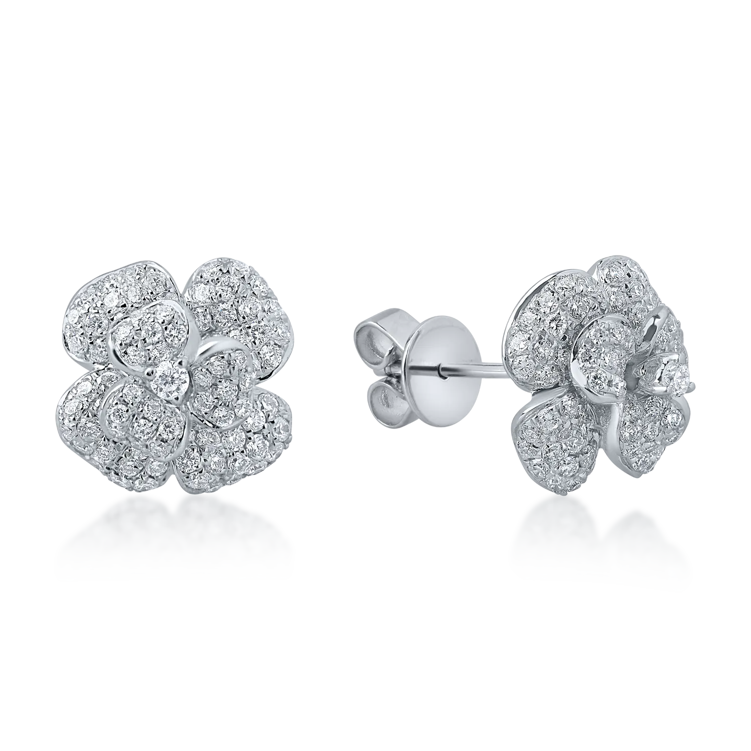 Teilor Cercei floare din aur alb cu diamante de 0.7ct