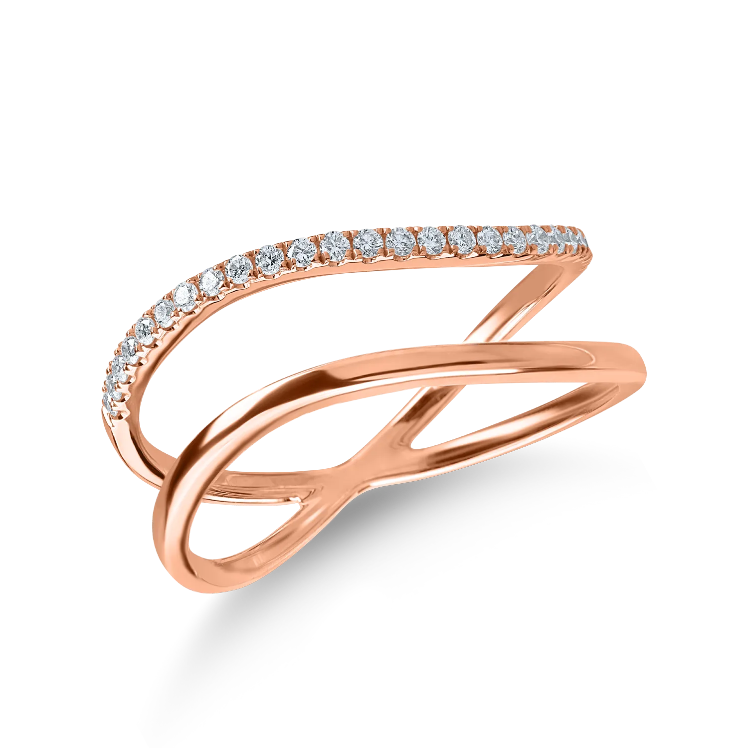 Rose gold double ring with 0.15ct diamonds