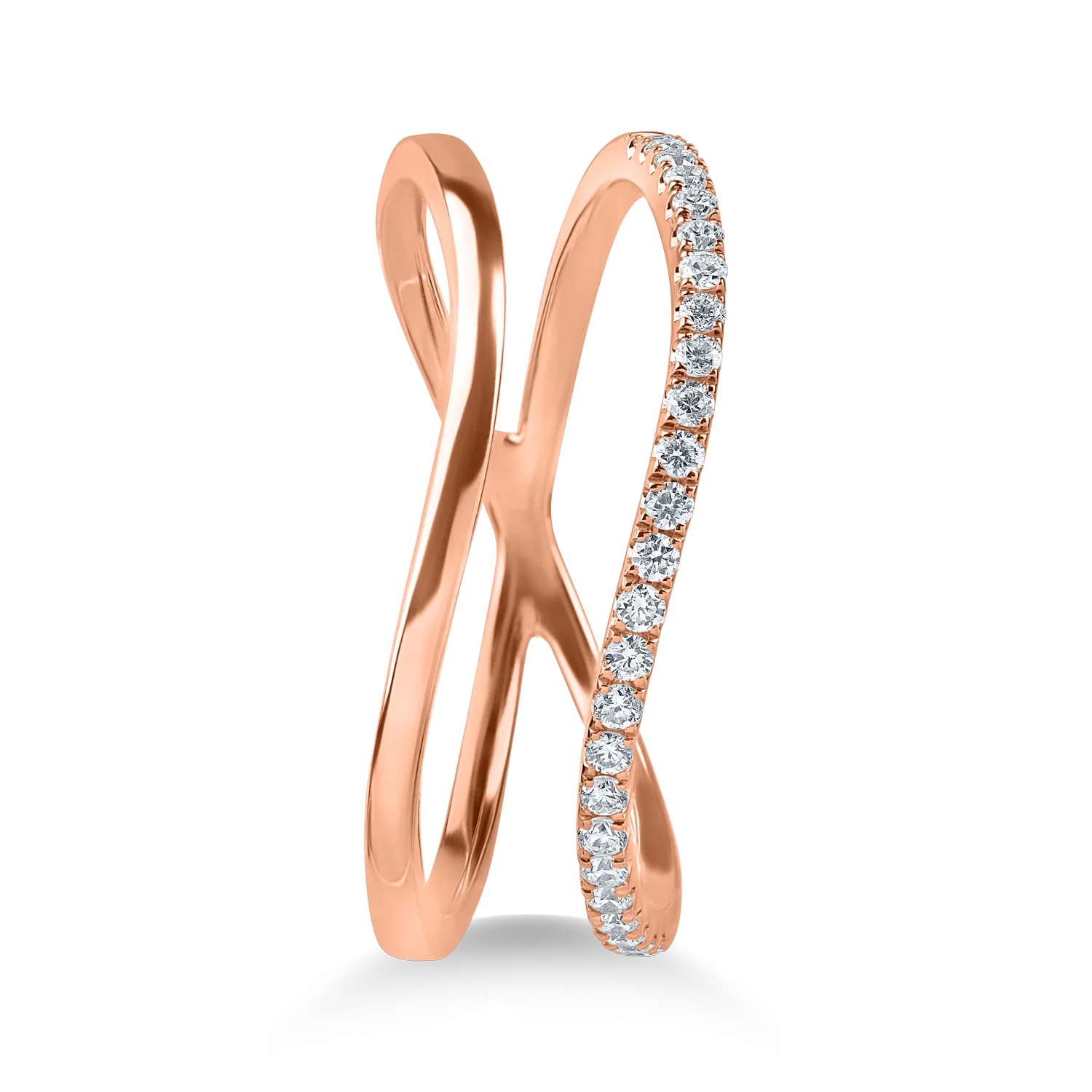 Rose gold double ring with 0.15ct diamonds