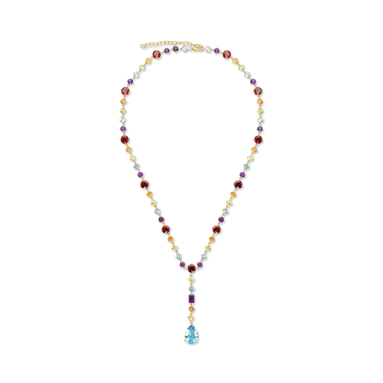 Yellow gold necklace with 34.6ct semi-precious stones