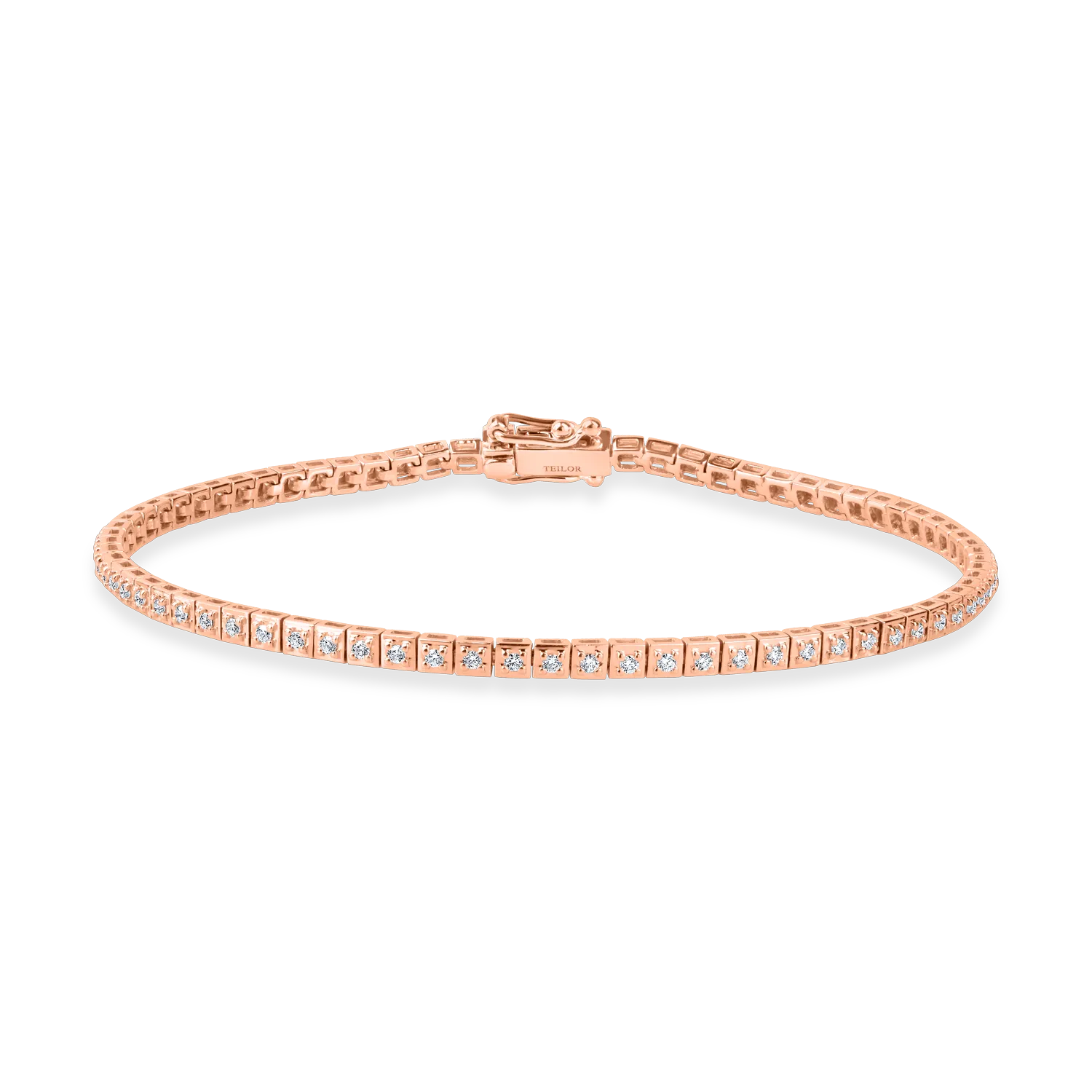 Bratara tennis din aur roz cu diamante de 0.4ct