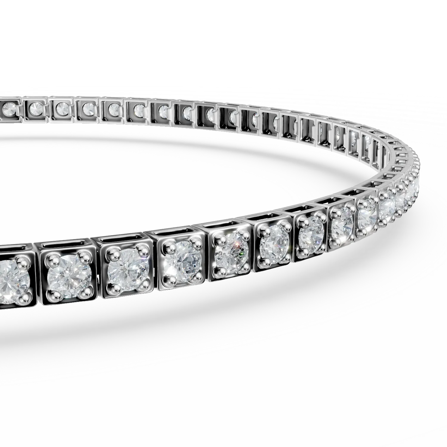 Bratara tennis din aur alb cu diamante de 0.4ct