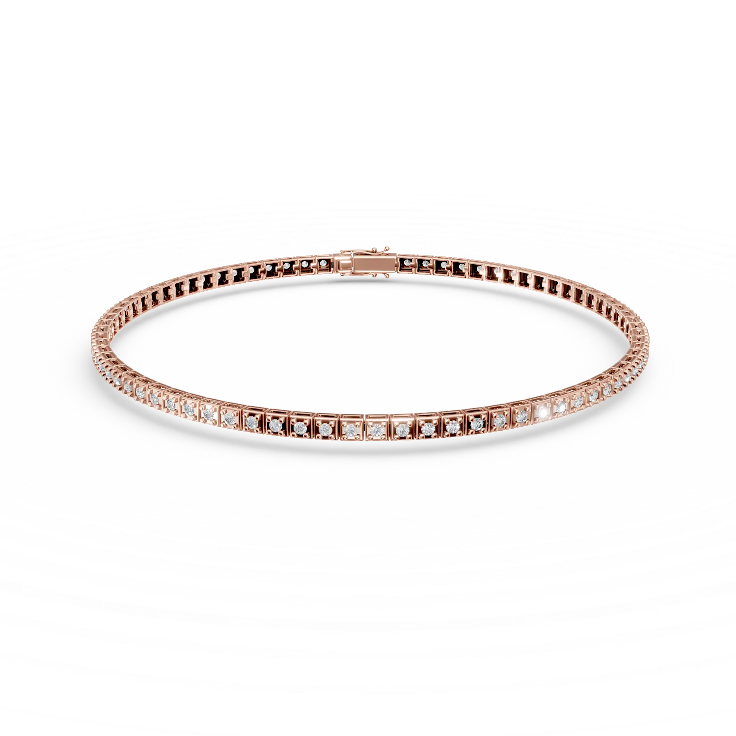 Bratara tennis din aur roz cu diamante de 0.5ct