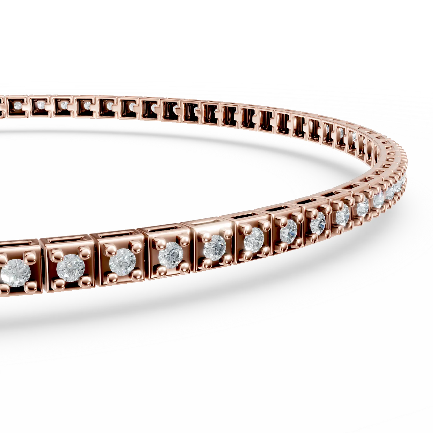 Bratara tennis din aur roz cu diamante de 0.5ct