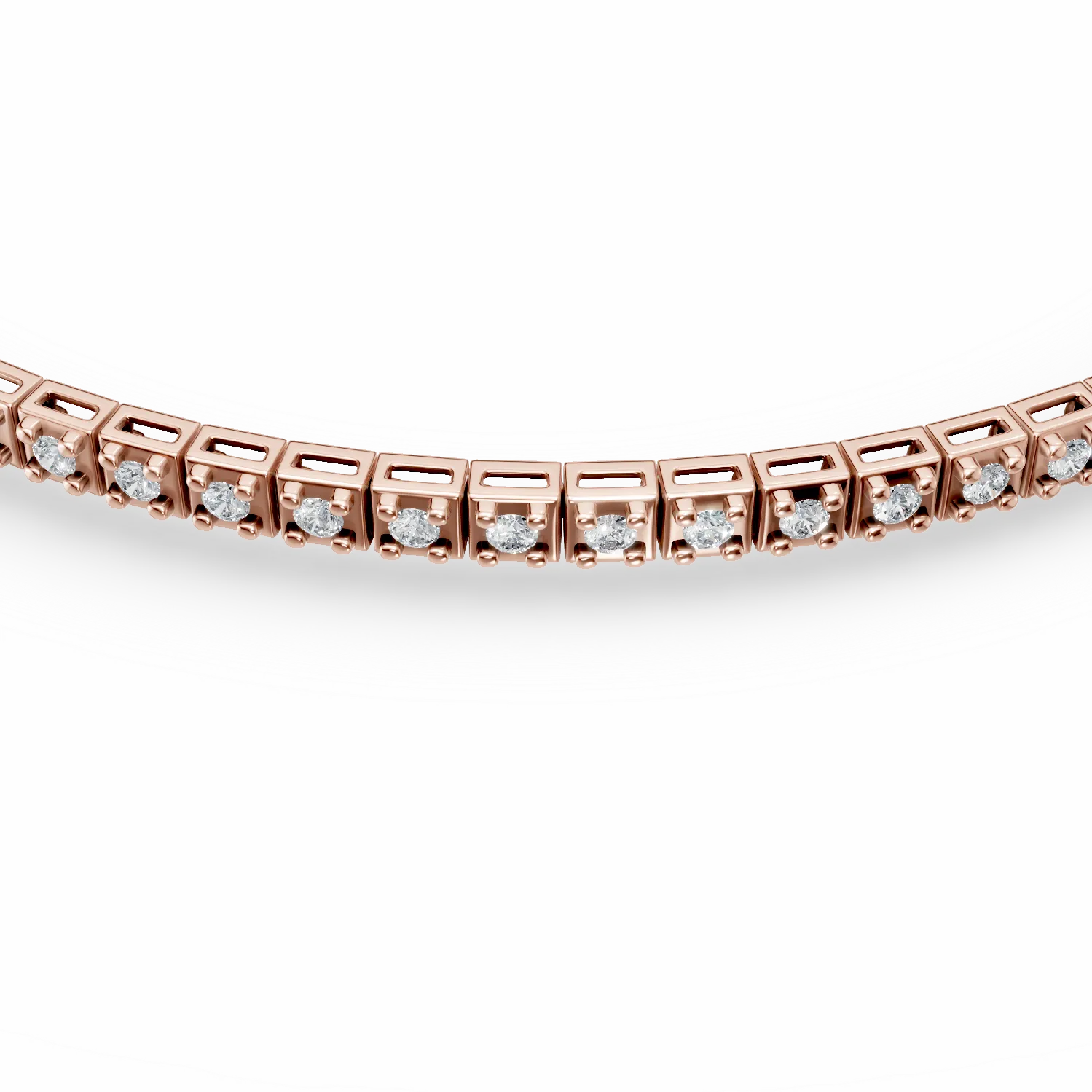 Bratara tennis din aur roz cu diamante de 0.5ct