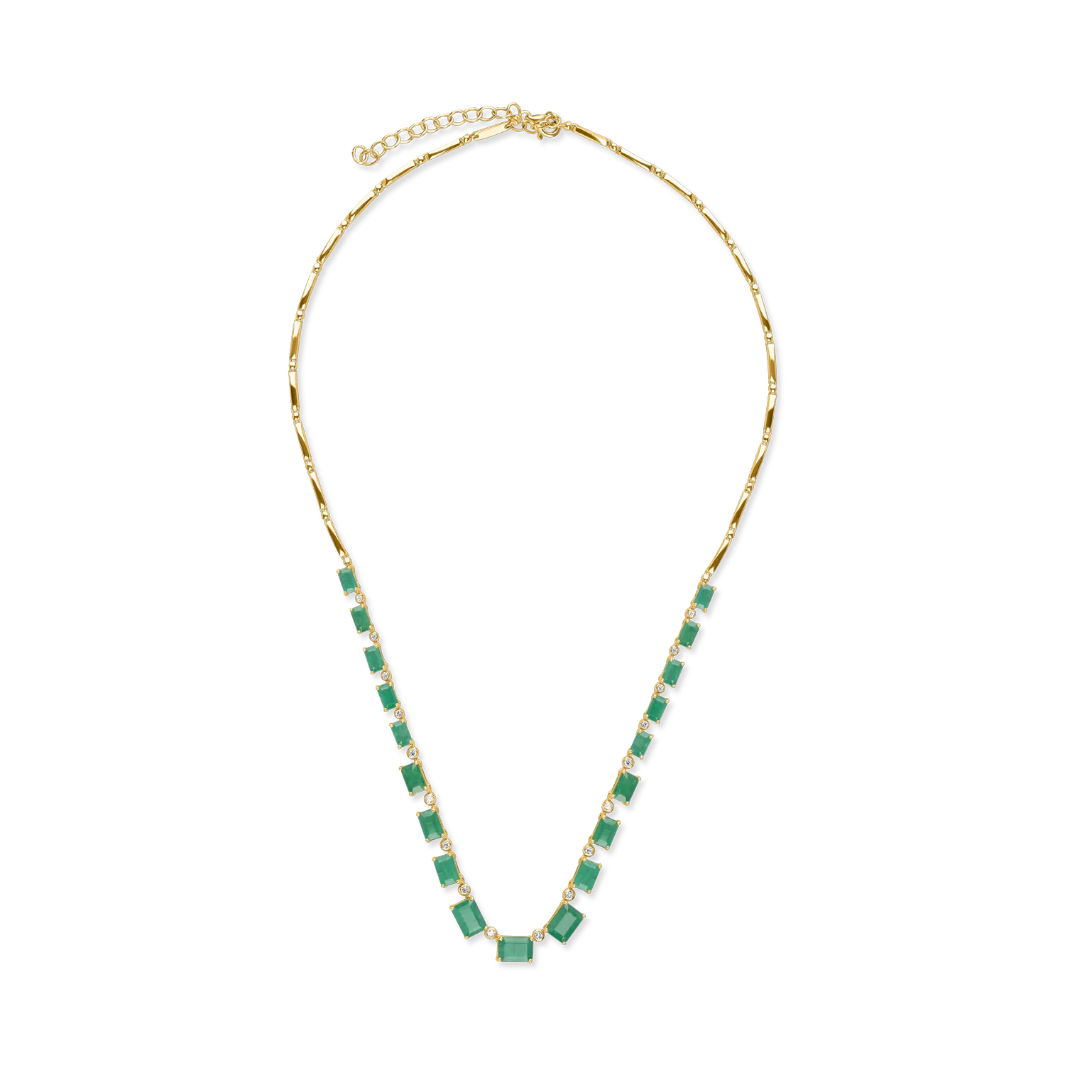 Yellow gold necklace with 10.1ct emeralds and 0.2ct diamonds