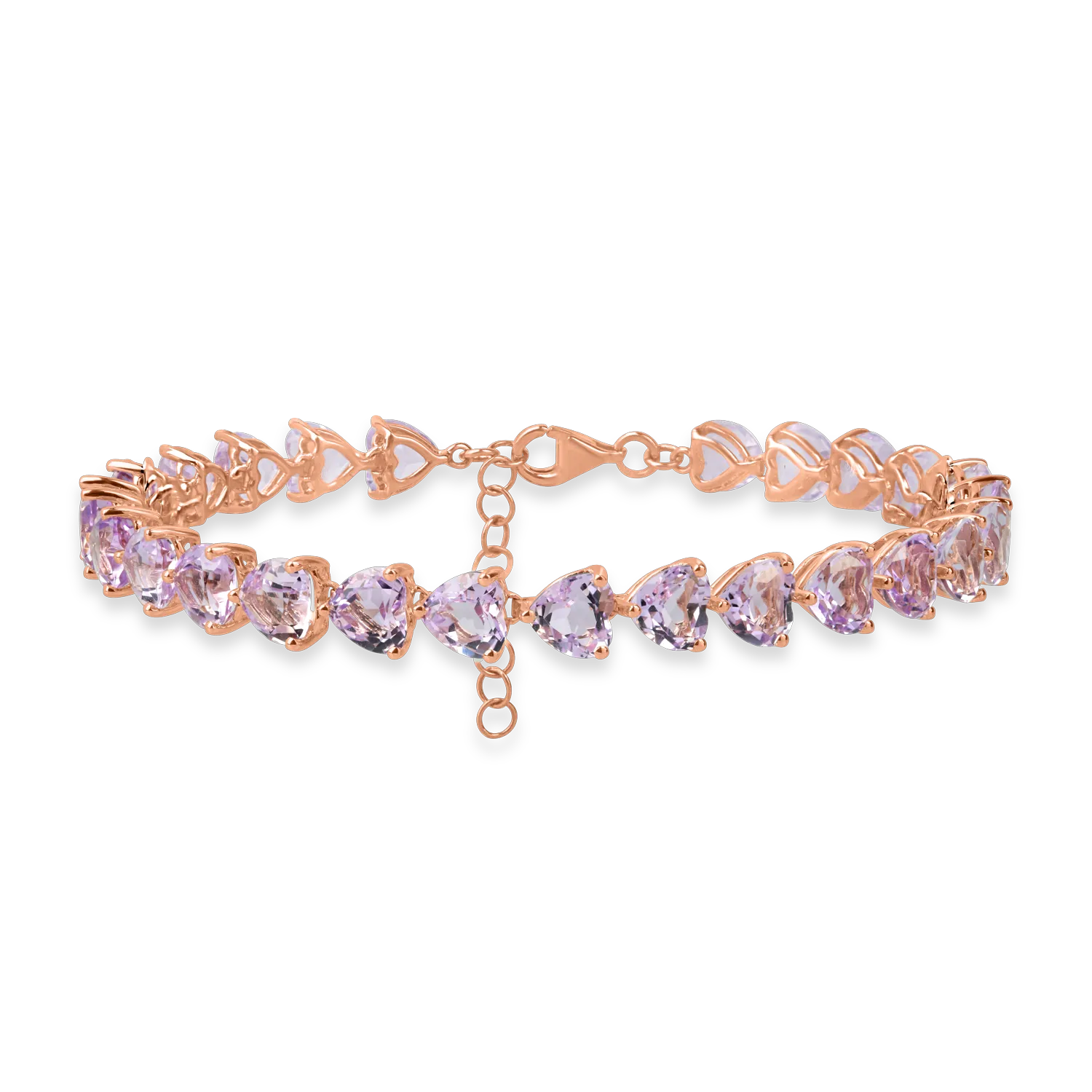 Rose gold tennis bracelet with 19.6ct pink amethysts