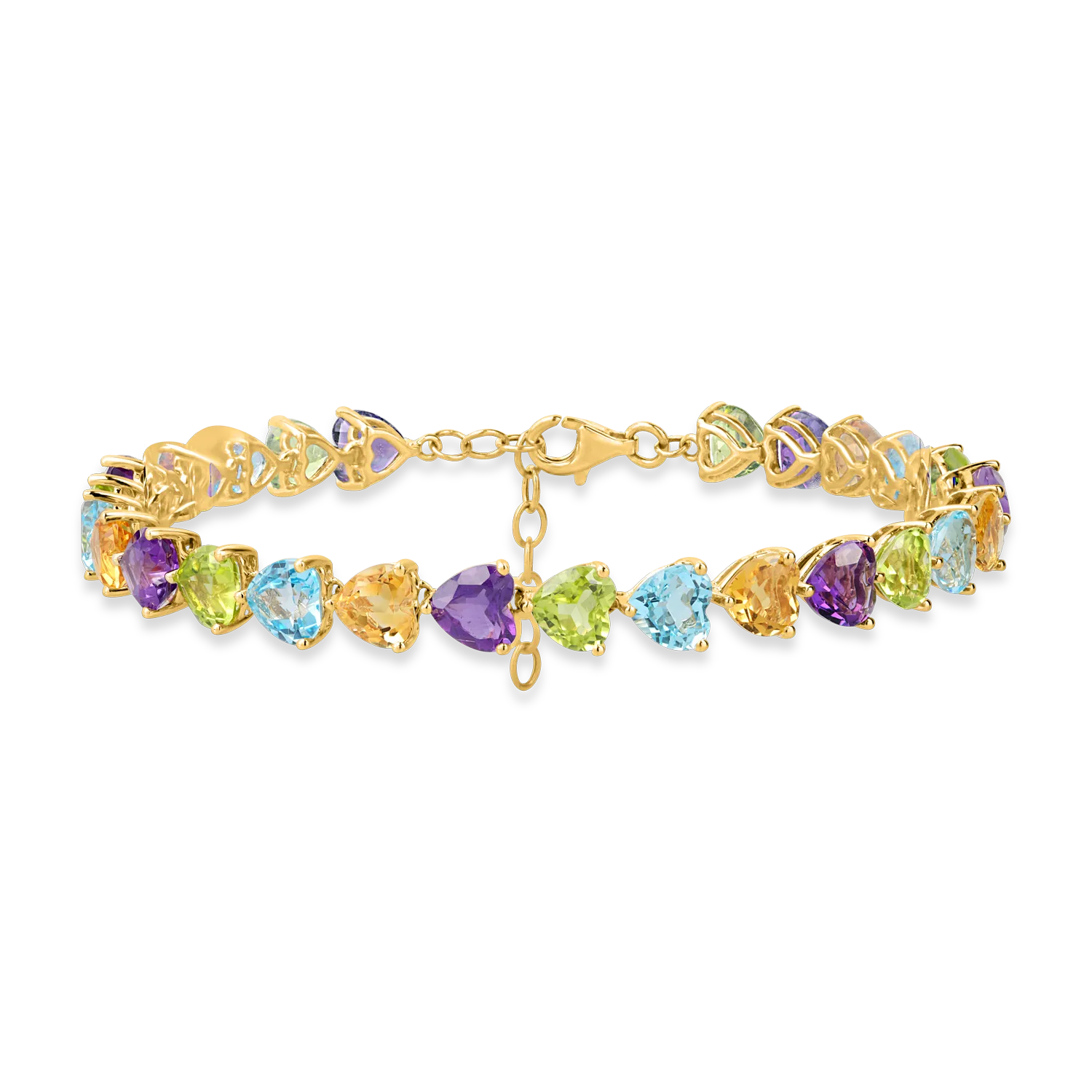 Yellow gold tennis bracelet with 22.7ct semi-precious stones