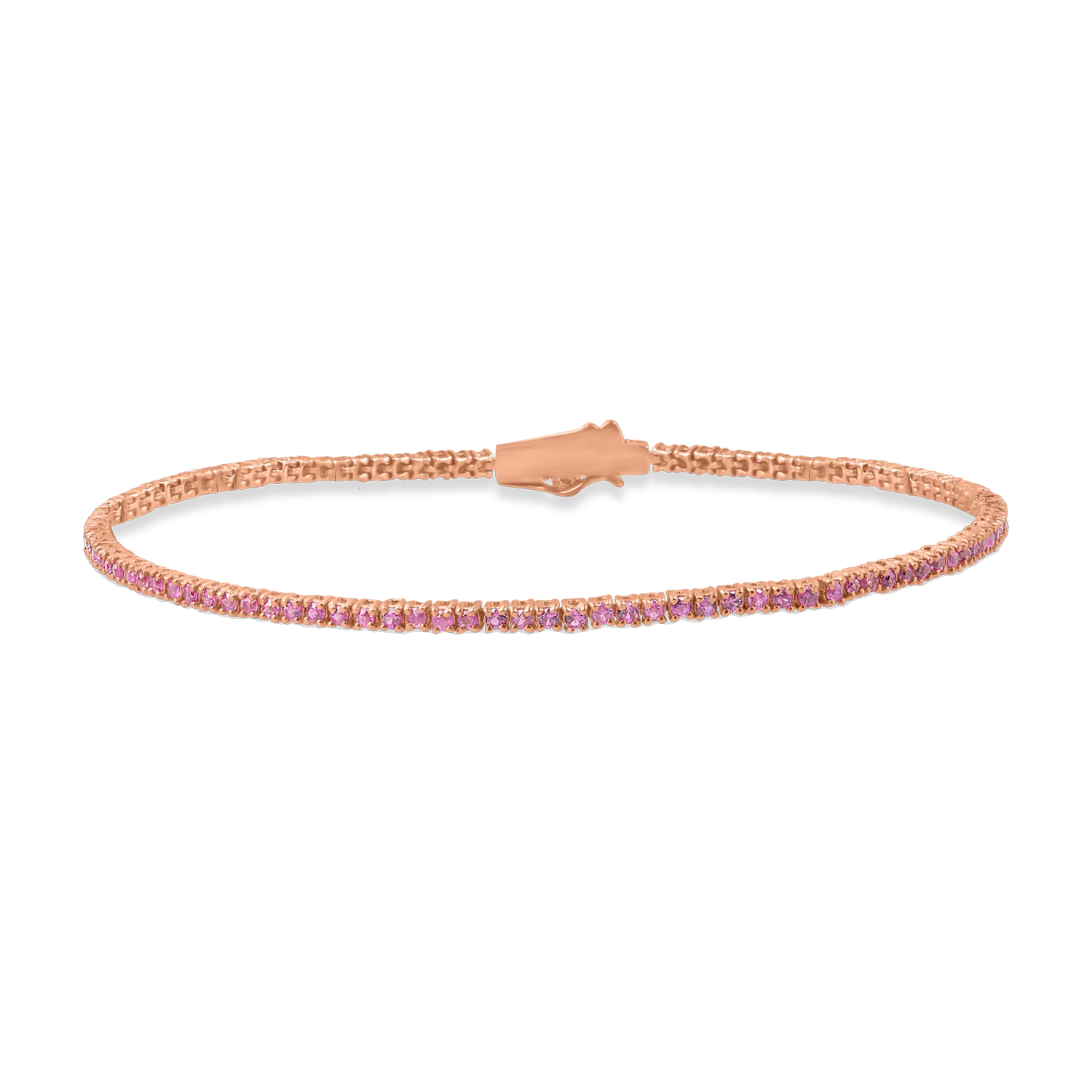 Rose gold tennis bracelet with 1.2ct pink sapphires