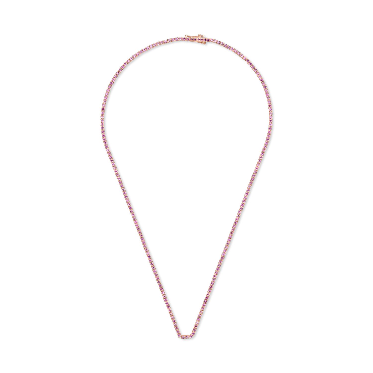 Rose gold tennis necklace with 5.4ct pink sapphires