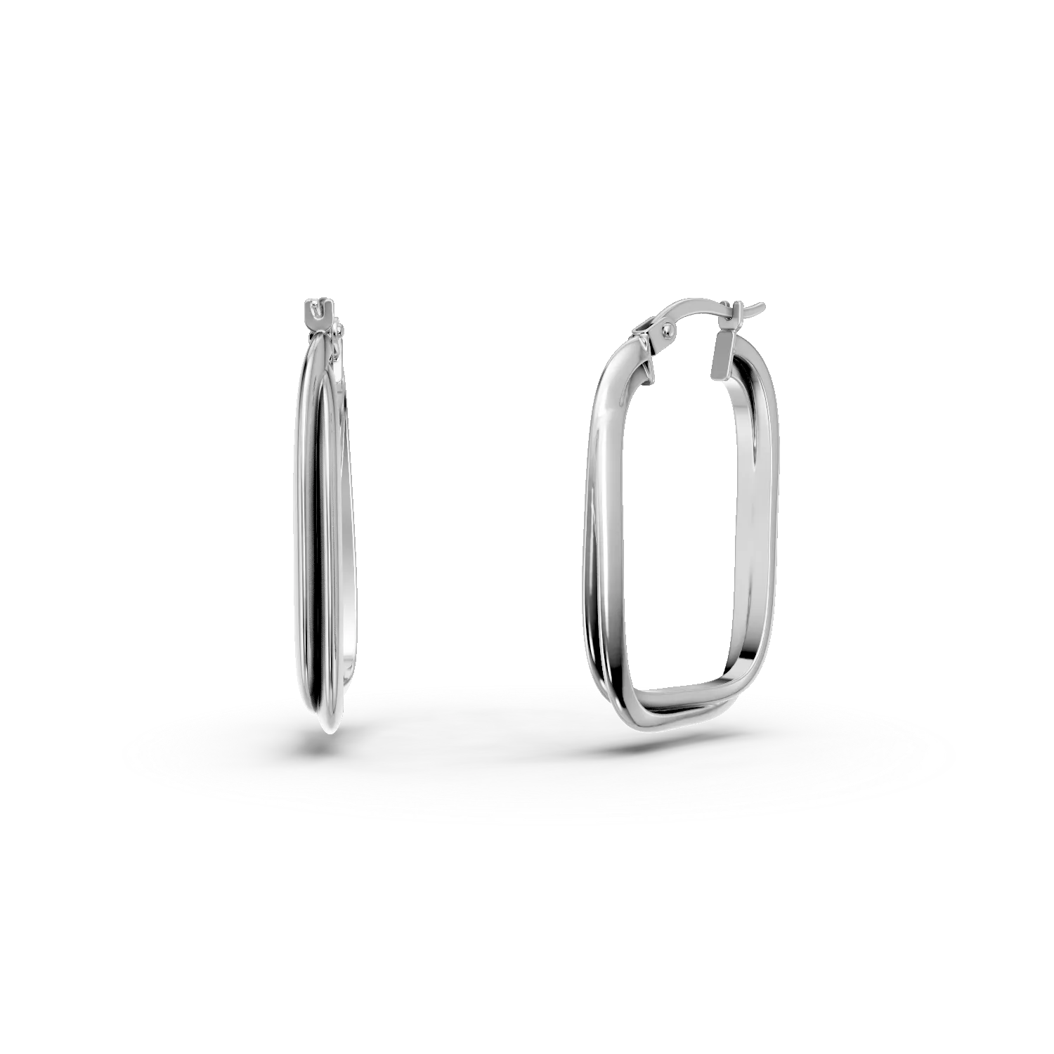 White gold geometric hoop earrings